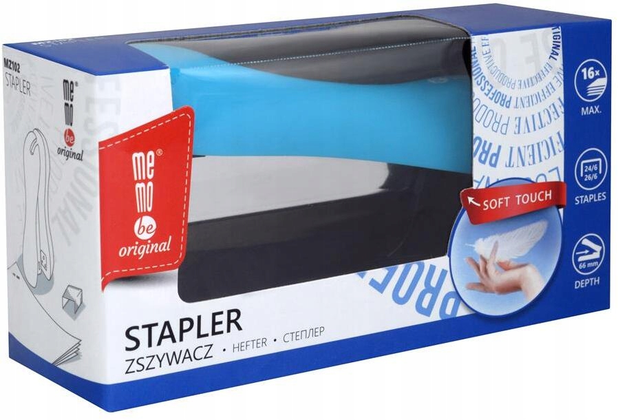 Zszywacz MemoBe Soft Touch 16k niebiesko-czarny Marka Memobe