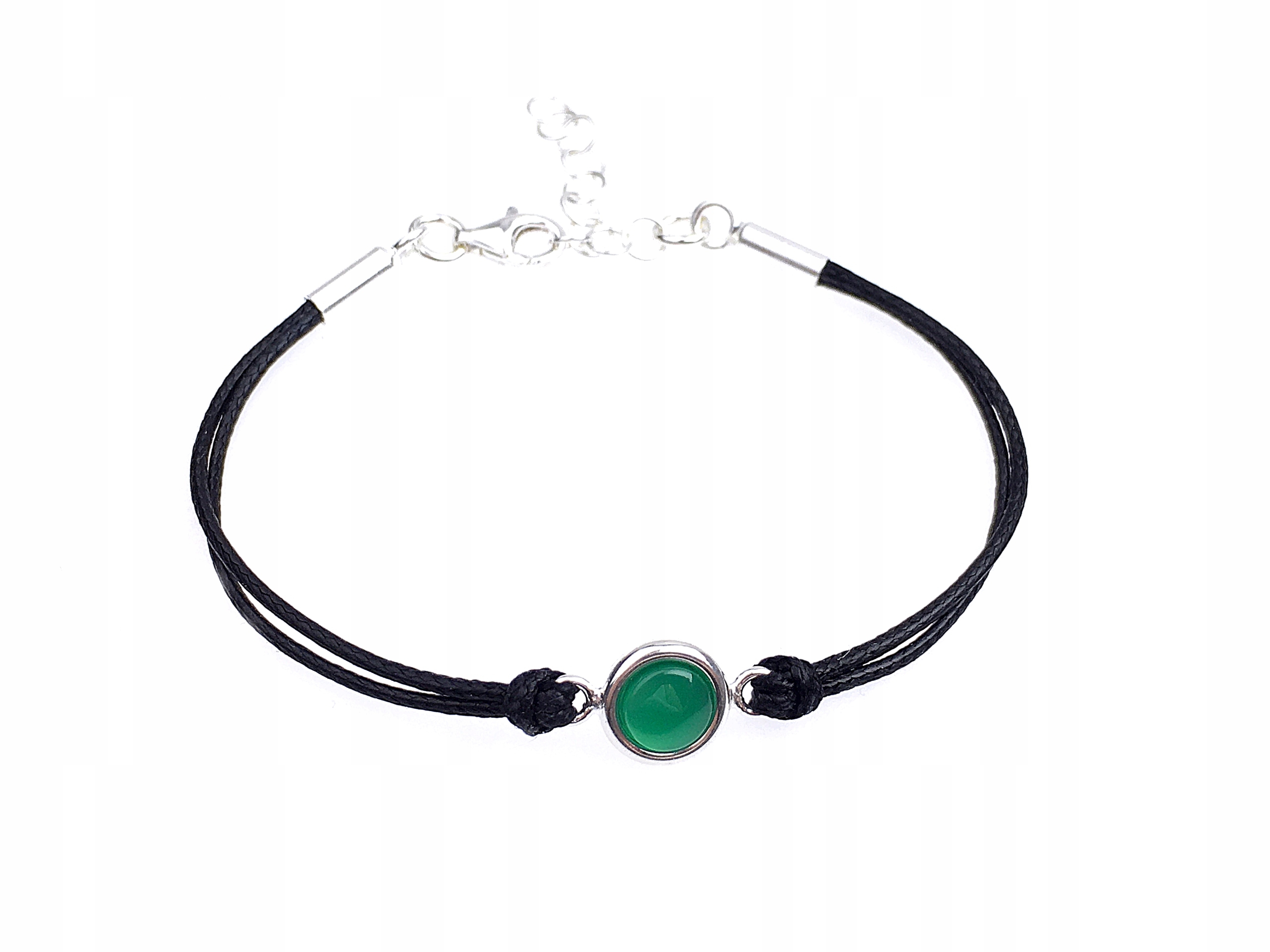 

srebrna bransoletka kamień agat zielony srebro 925