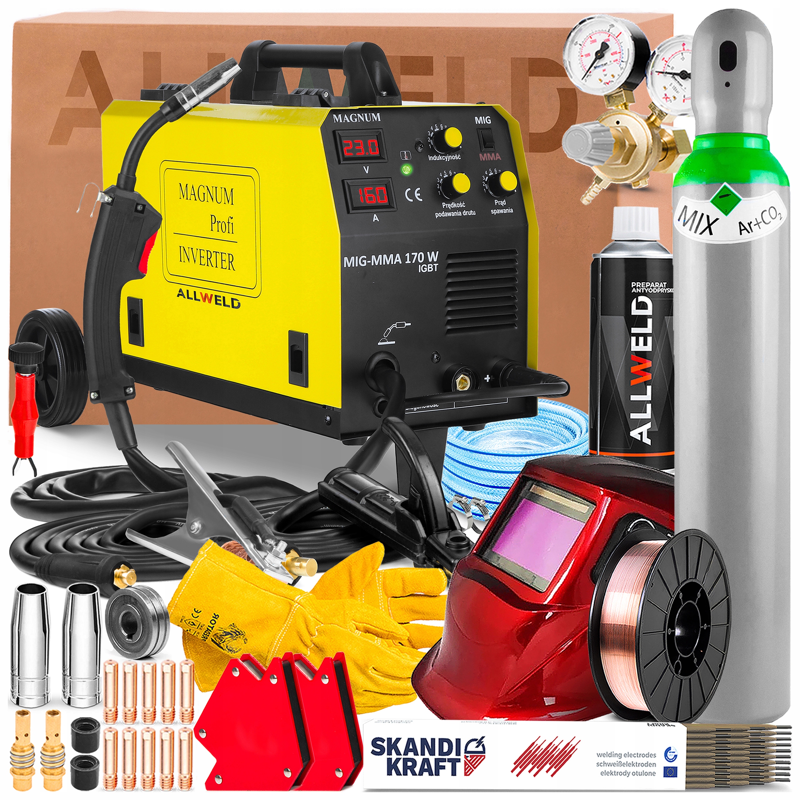 Poloautomatický Svařovací Stroj Magnum Mig 170W Mma 230V 160A, Svařování Flux