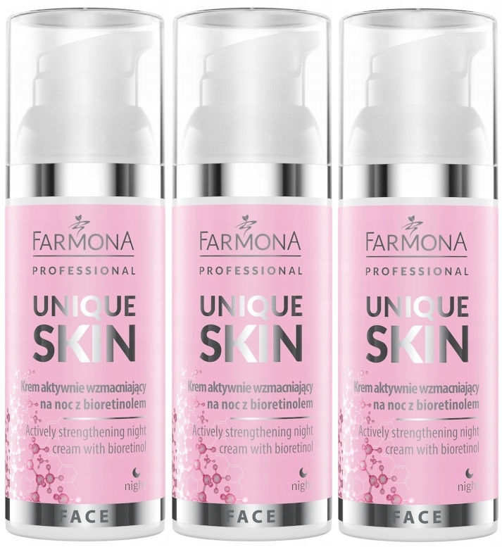 3x Unique Skin Aktivní noční krém s bioretinolem Vzhled pokožky Farmona 50 ml