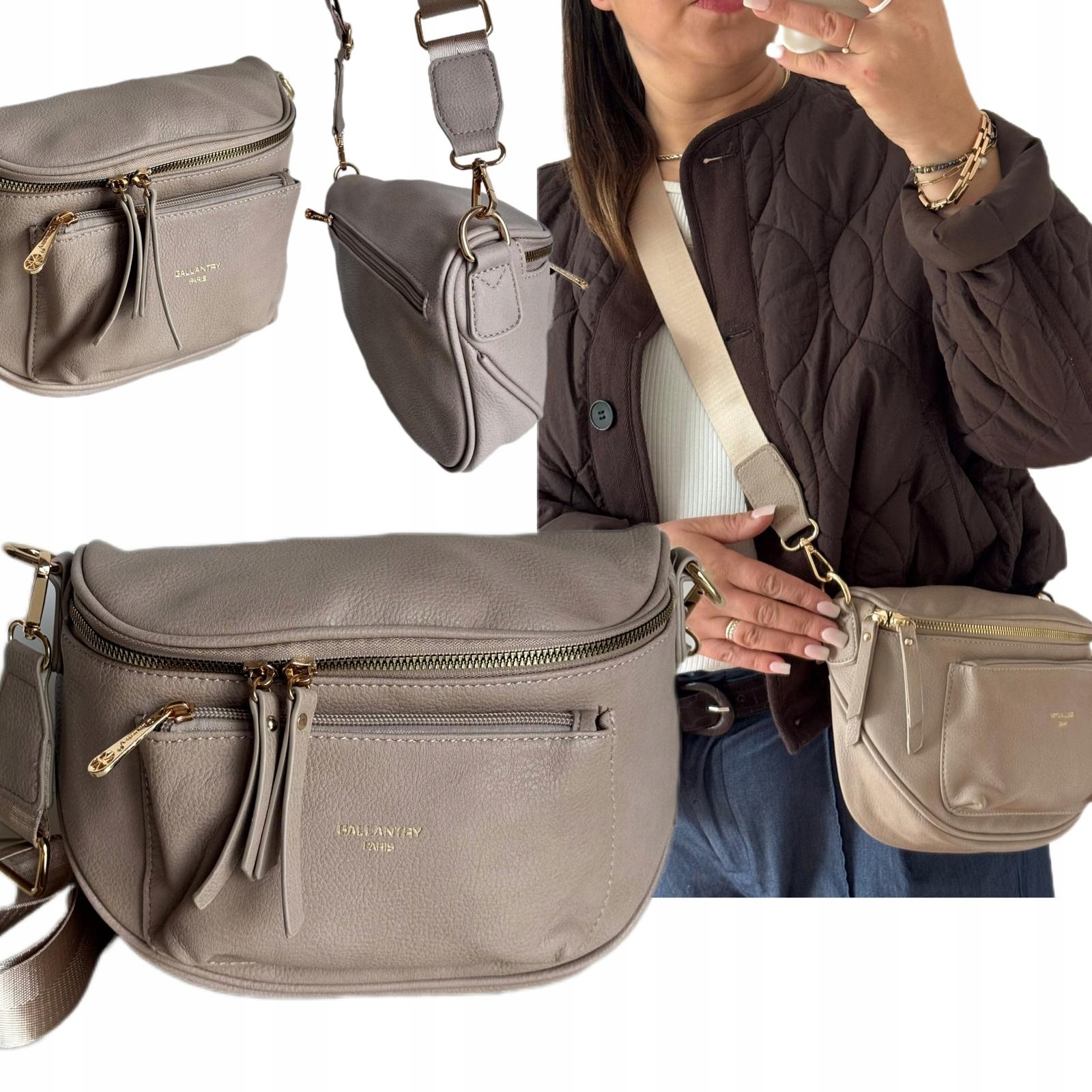 Torebka Damska Gallantry Listonoszka Nerka Beżowa Wiosna Viral Kieszonka