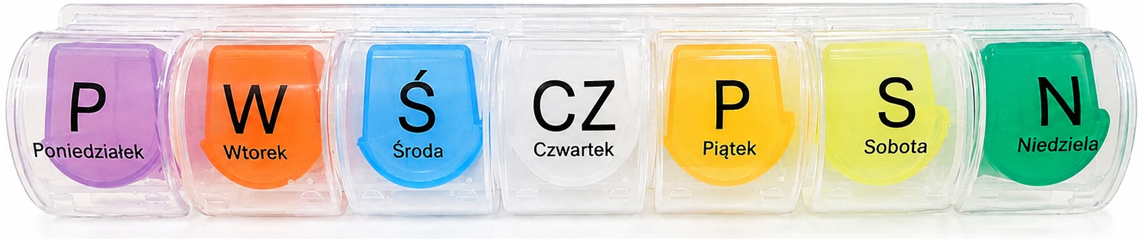 Kasetka na leki 7 dni 4 pory dnia pojemnik na tabletki ze sprężyną