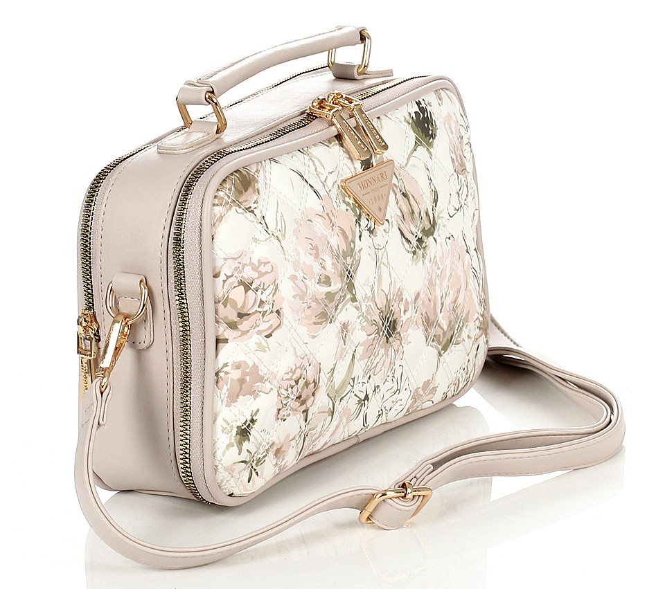 Monnari Pikowana torebka listonoszka Kuferek Dwie komory Kwiaty