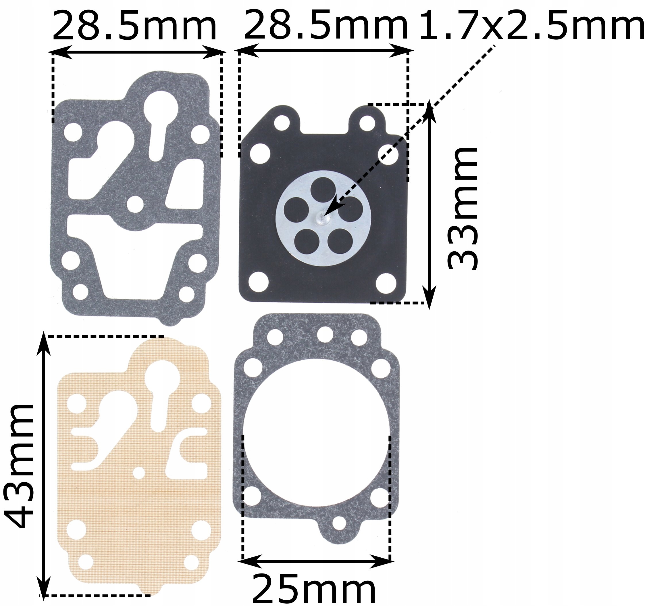 Membrana uszczelka zestaw naprawczy gaźnika kos Typ gaźnik do kosy