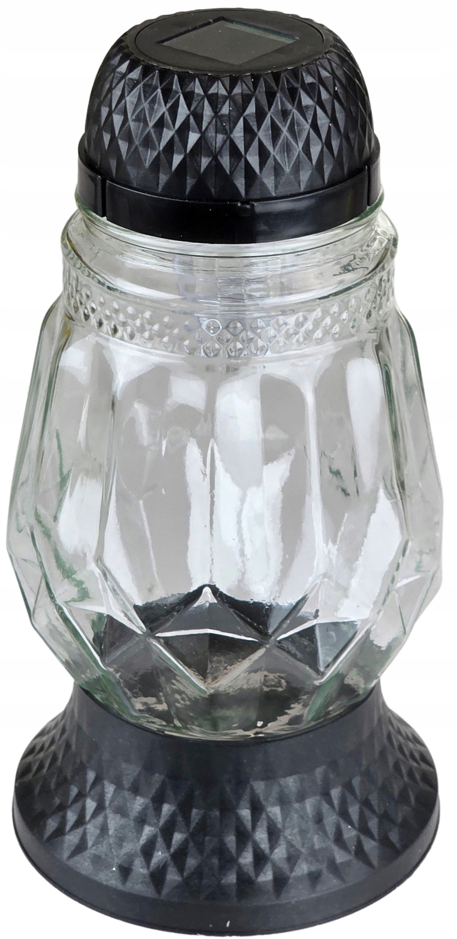 Wysoki Znicz Solarny LED 22 cm – ZNICZE EKO, Wodoodporny, LA508 CZARNY