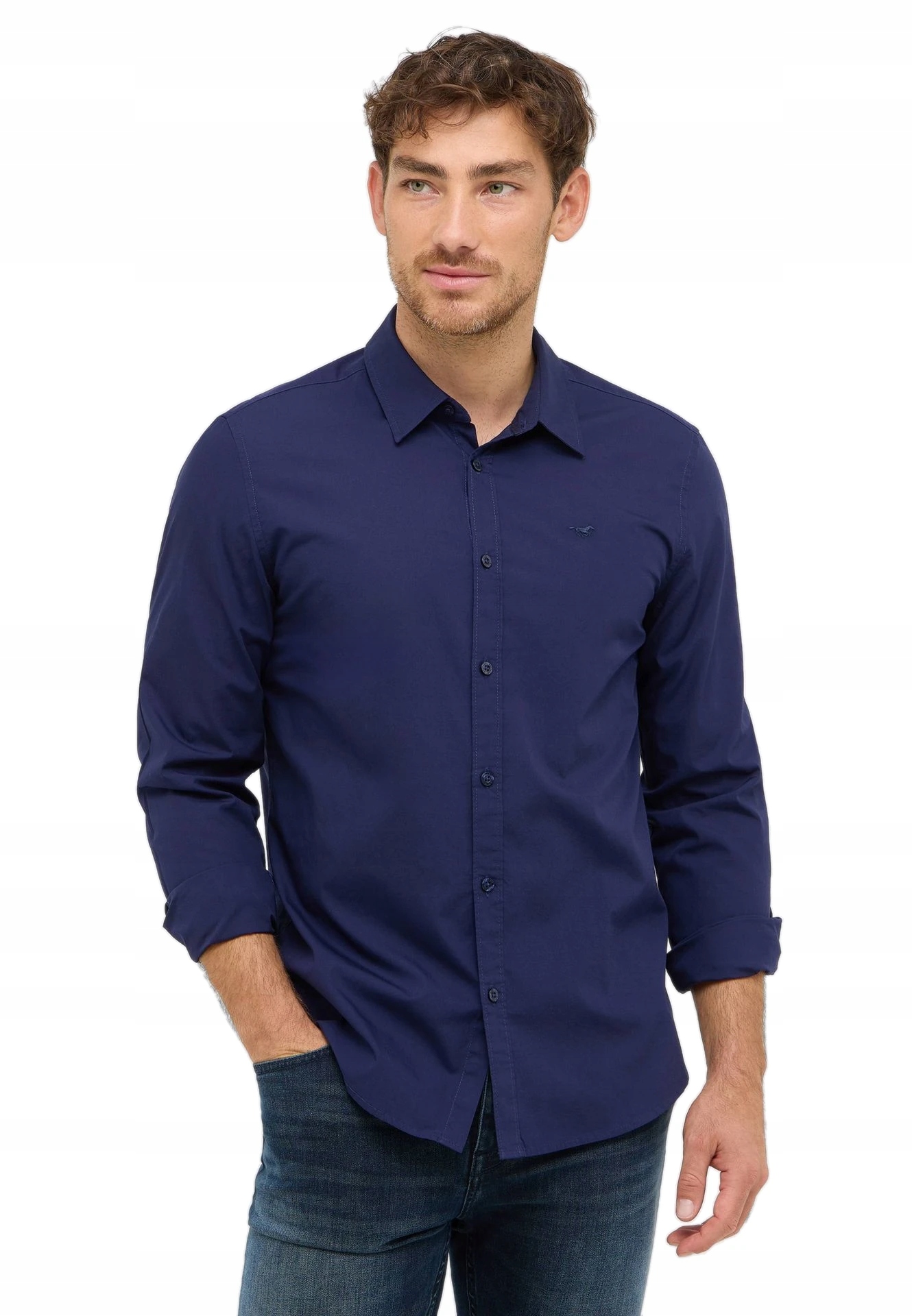 Pánská Elegantní Košile S Dlouhým Rukávem, Bavlněný Límeček Mustang S