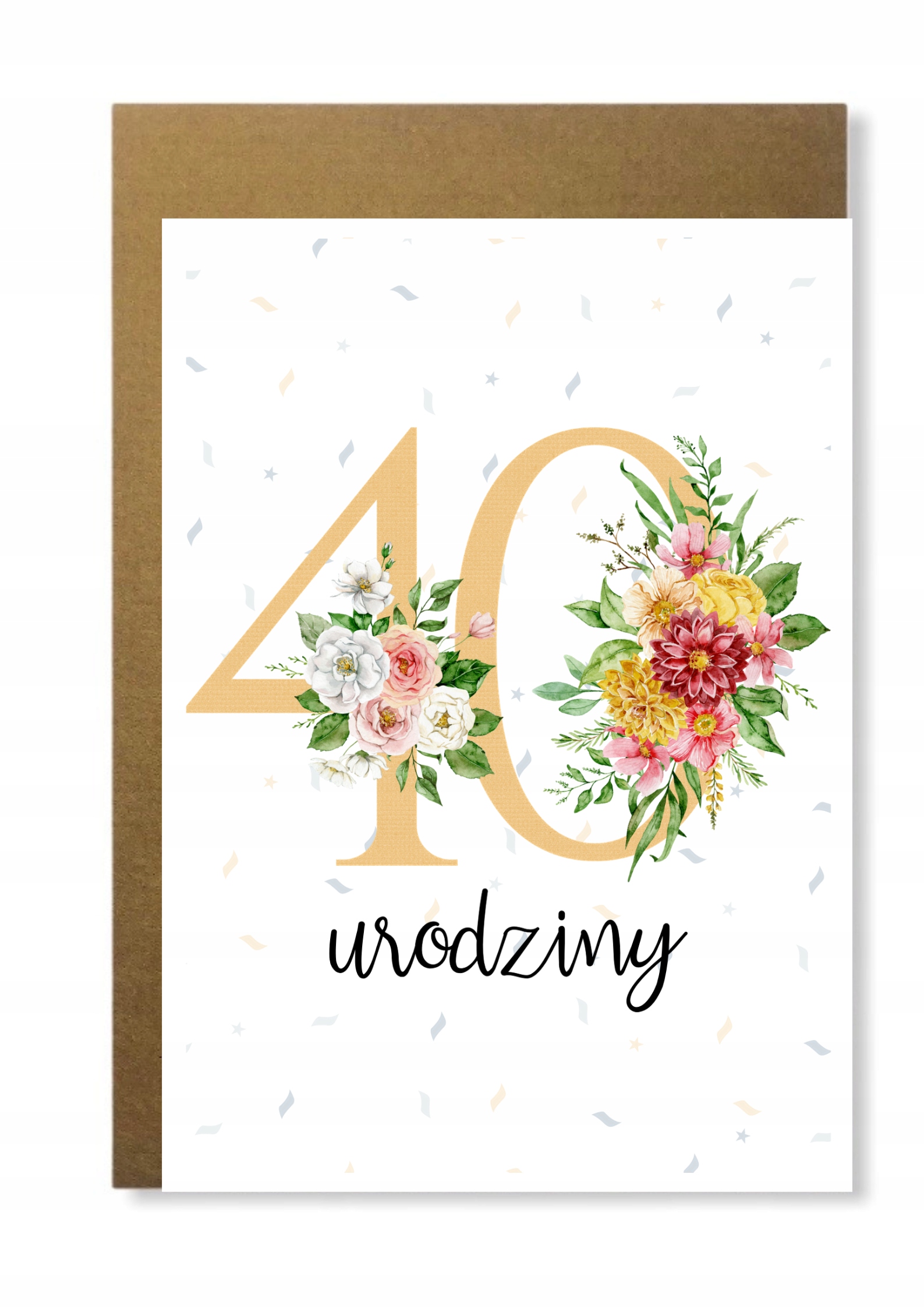 Kartka na 40 urodziny kwiatowa na czterdziestkę