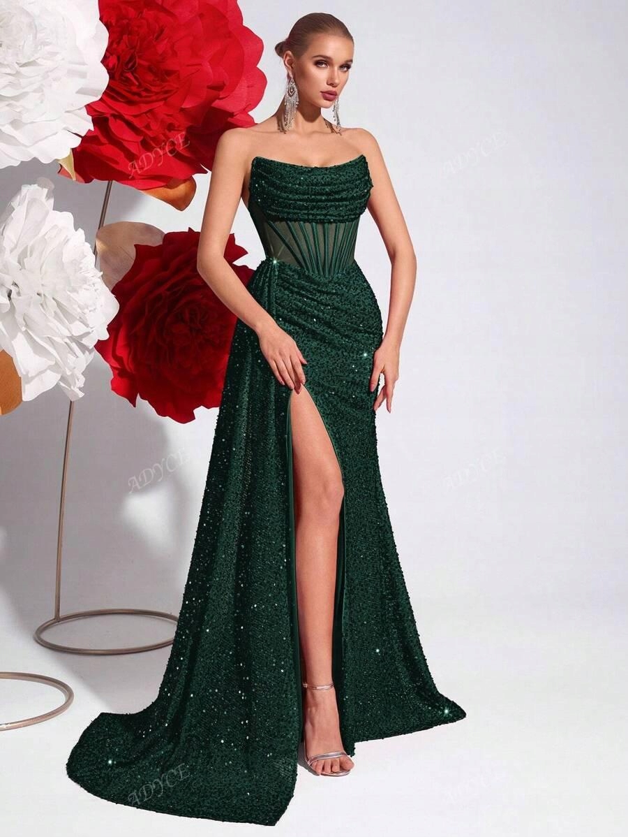 Shein Zelená Maxi Šaty Flitry S06 oir S