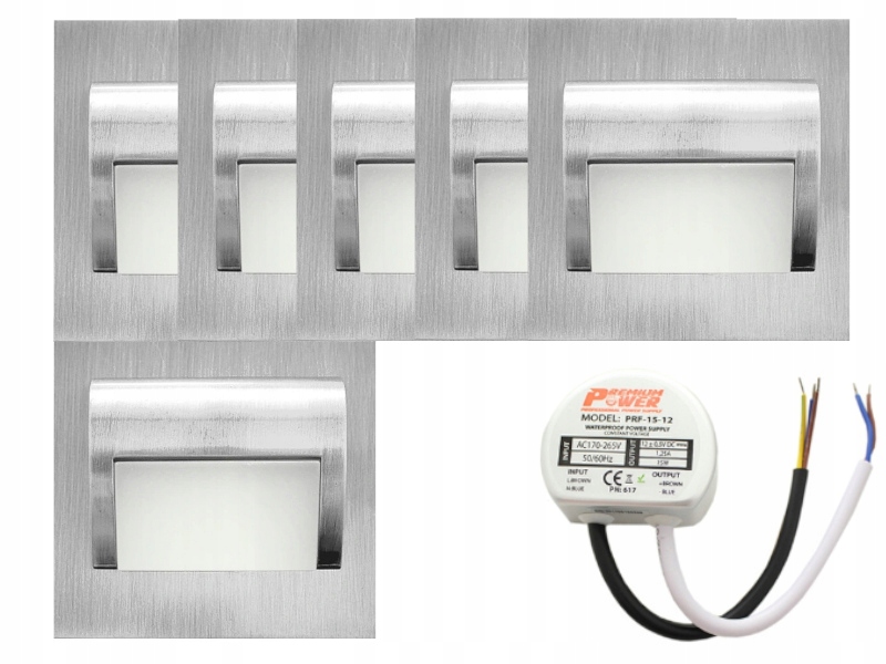 Sada Led schodišťových svítidel Halogen 6x napájecí zdroj
