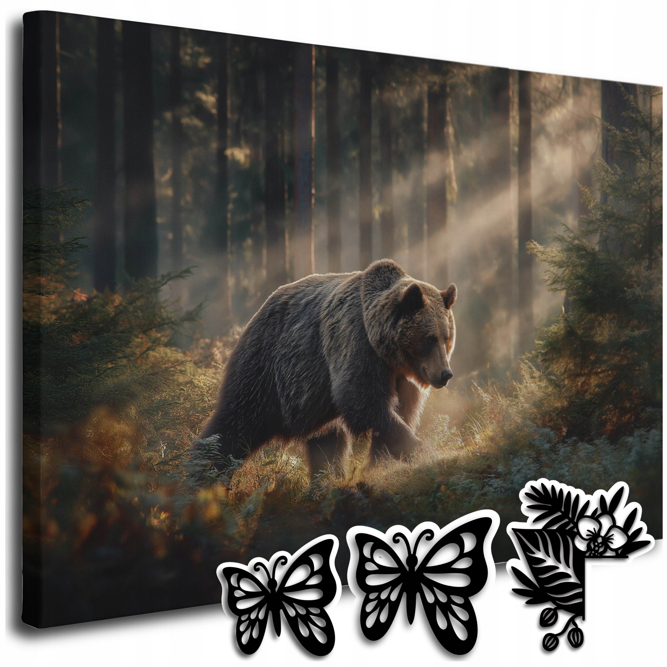 Obrazy Do Salonu Obraz Na Płótnie 120x80 cm Niedźwiedź w Lesie Zwierzęta