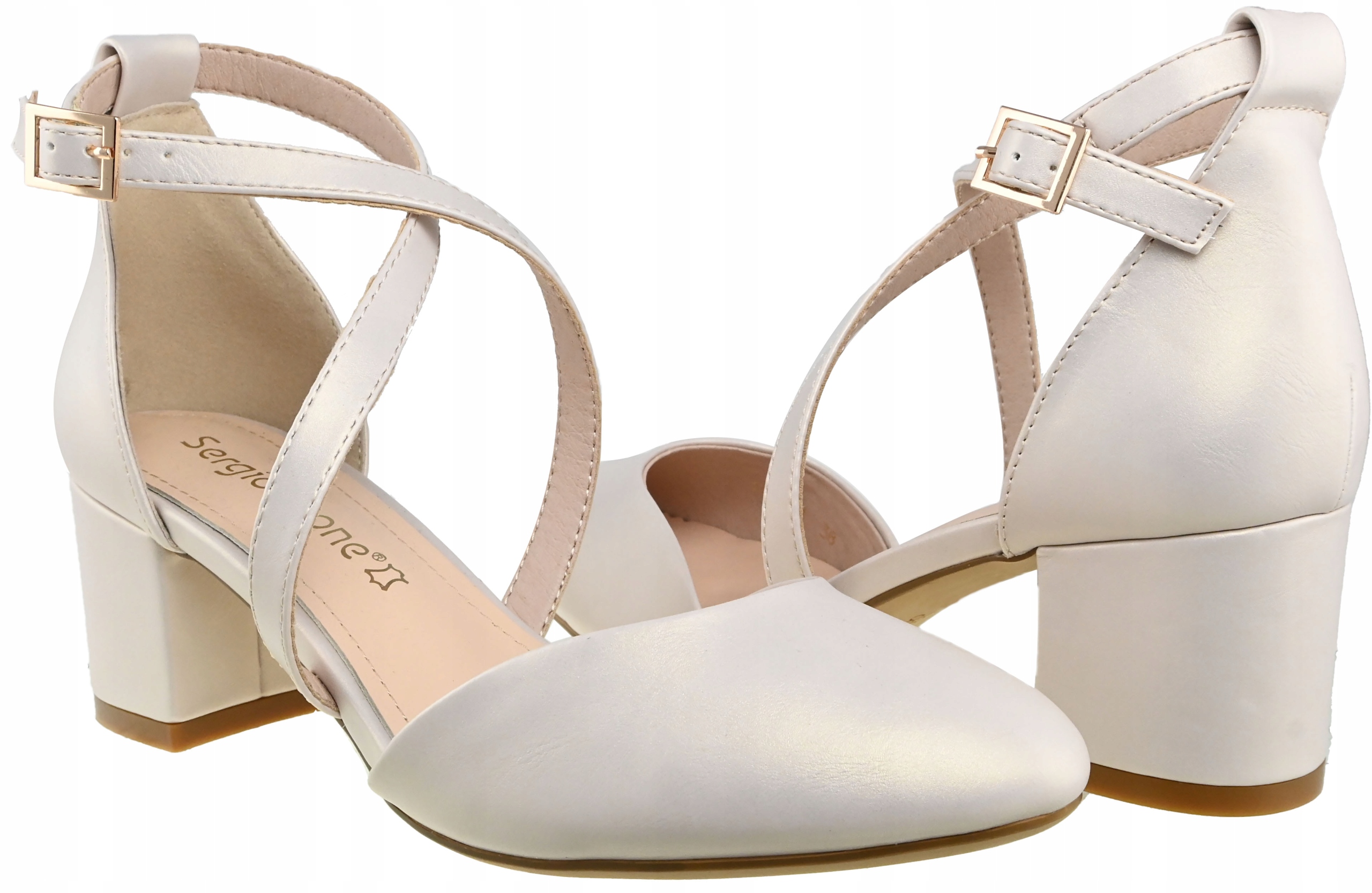 Sandały Sergio Leone Sk 824 beż perła lico r.40