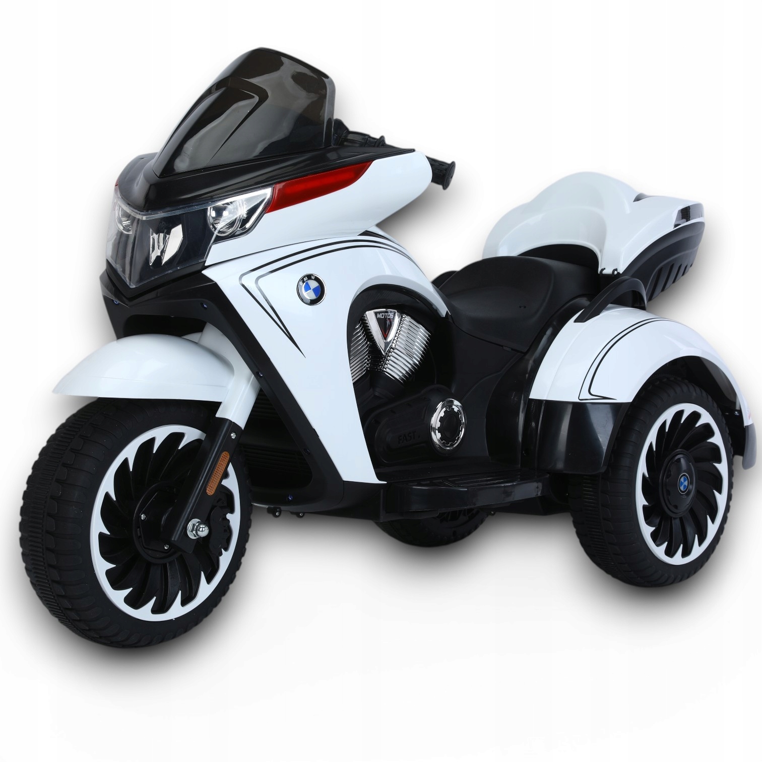 Wielki Motor Trójkołowy na akumulator 12V 7AH miękkie koła Eva Skóra Lakier