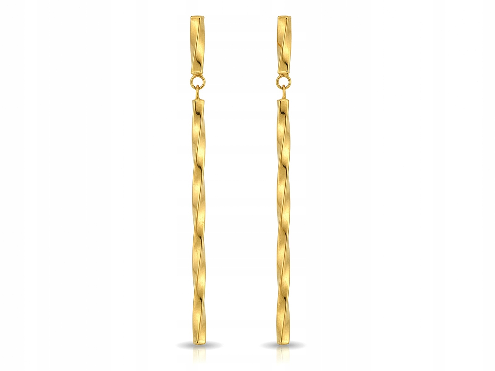 Dámské Náušnice Zlaté 585 dlouhé, pevné, srolované na tyči pro ni