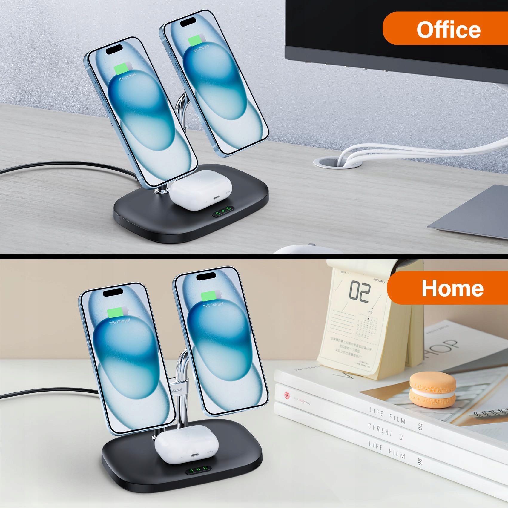 SWANSCOUT Indukcyjna Stacja Ładowania iPhone AirPods MagSafe Podwójna — miniatura 7