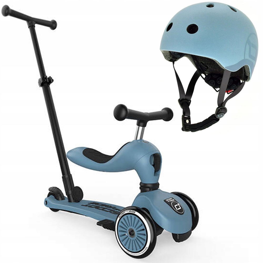 Scoot and Ride Highwaykick 1 Push and Go 2w1 Hulajnoga Steel z kaskiem S-m