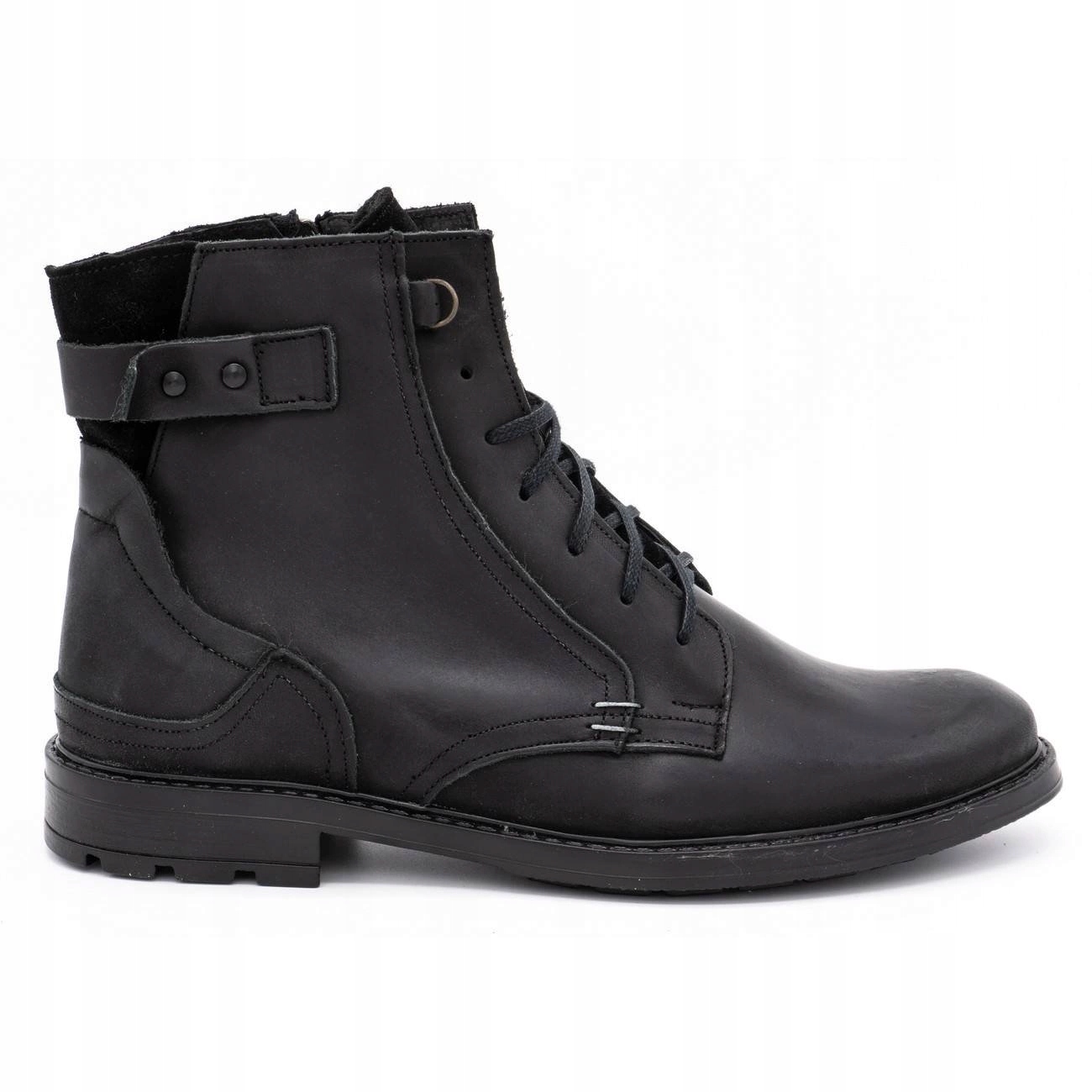 Pánské Zateplené Kožené Boty Polské Zimní 856 Černé 42