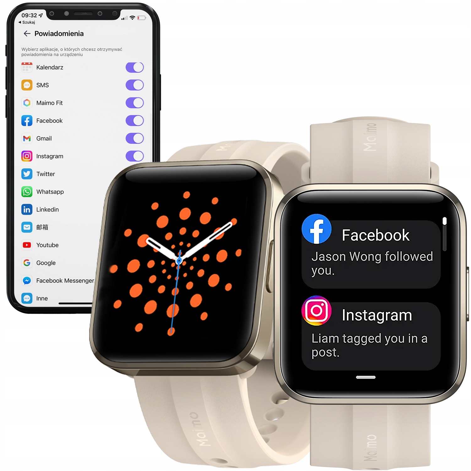 

Smartwatch Damski Maimo Watch Flow z Gps Złoty