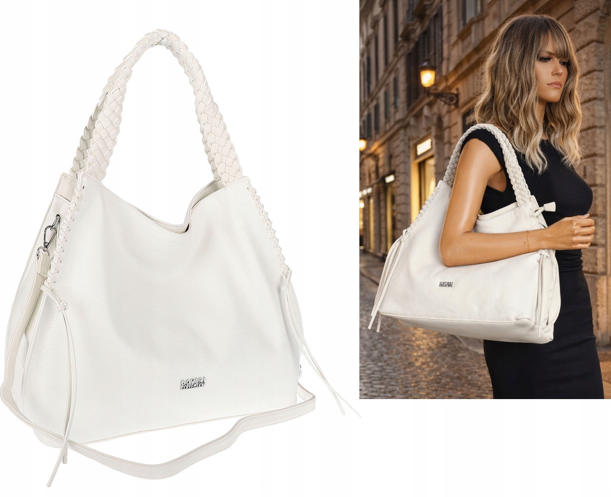 Torebka Damska Worek Shopper Torba na Ramię duża pajemna CC6703 Biała