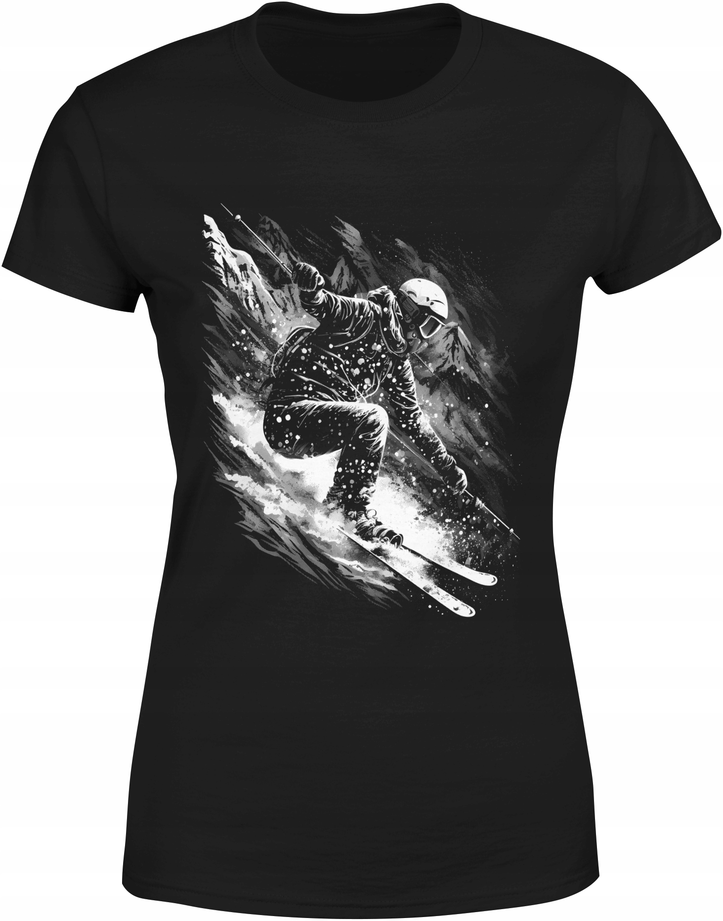 NARTY KOSZULKA DAMSKA NARCIARSTWO Z NADRUKIEM R. M BLUZKA TSHIRT DAMSKI