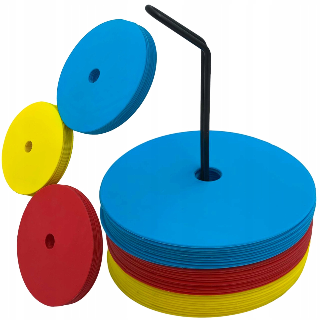 Gumové tréninkové placky ploché (2 mm), 30 ks s úchytem (3 barvy)