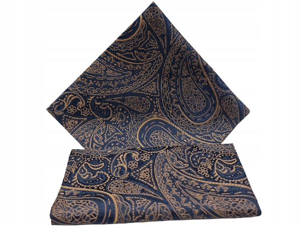 BRĄZOWA / GRANATOWA WE WZORY POSZETKA BUTONIERKA WYPUSTKA