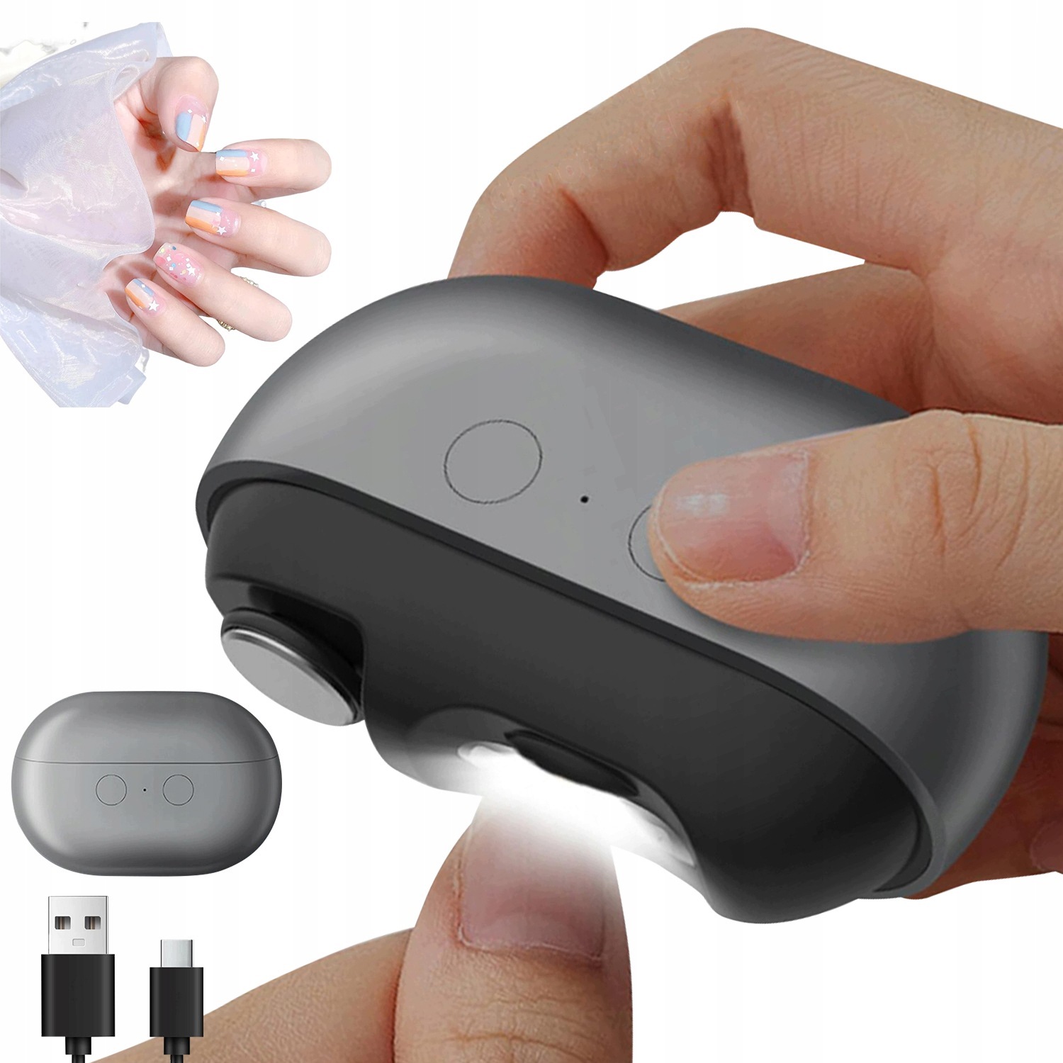 Elektrický Pilník Na Nehty Automatická Nabíjecí Led Řezačka Usb-c