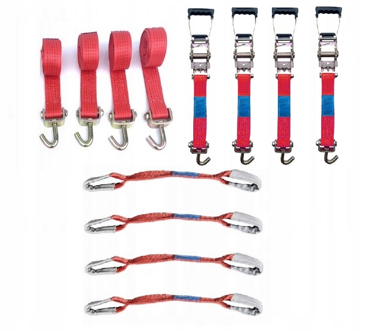 Pásy 4T 3M 50 mm Červené Pásky 45 cm Obšité Pogumovanou rukojetí pro přepravu