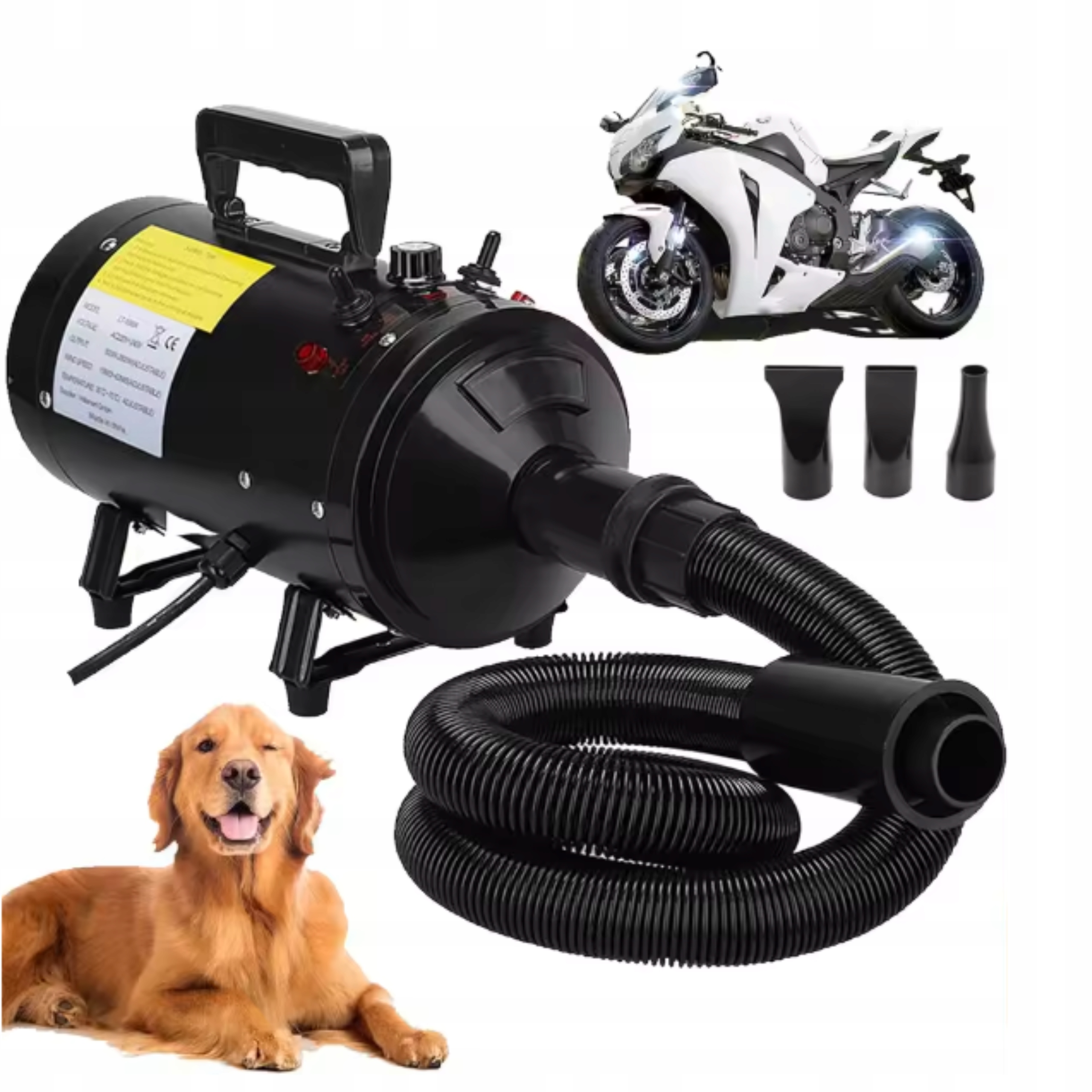 Vysoušeč vlasů pro psy 2000 W pro kočky a zvířata, srst, foukač
