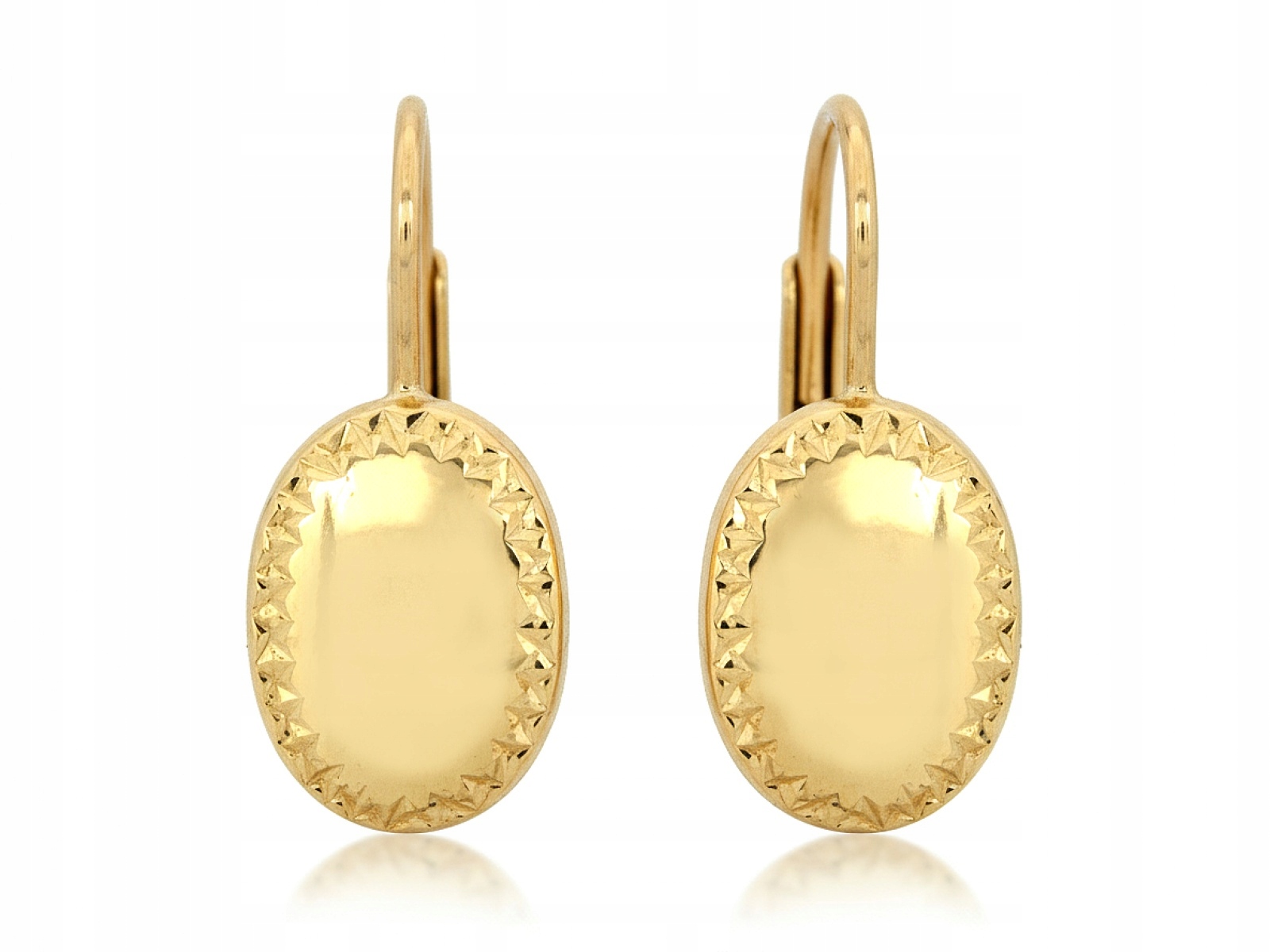 Zlaté Náušnice Ženské 585 oválné lesklé na anglickém zapínání