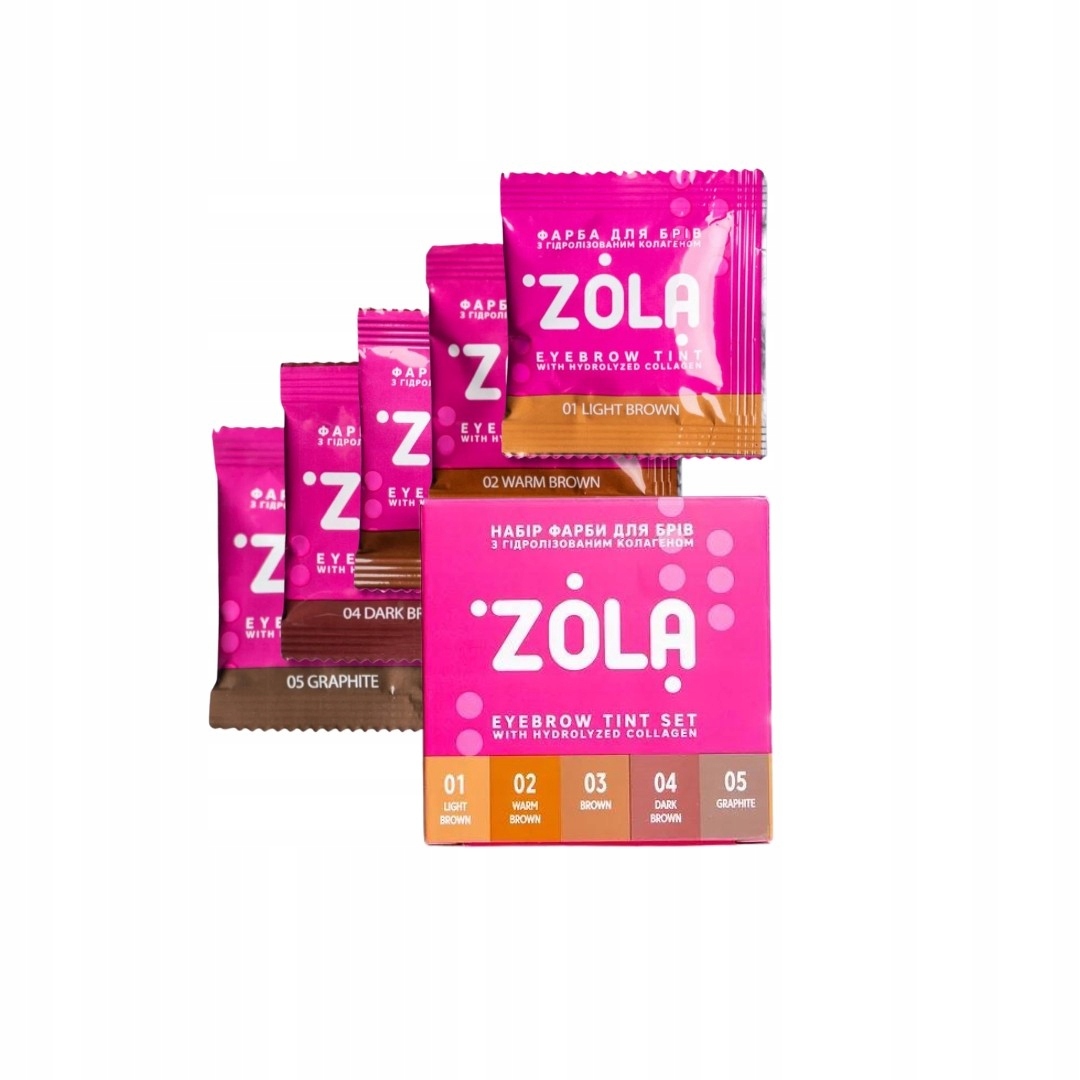 Sada barev v sáčcích na obočí s oxidantem 3% Tint Set Zola