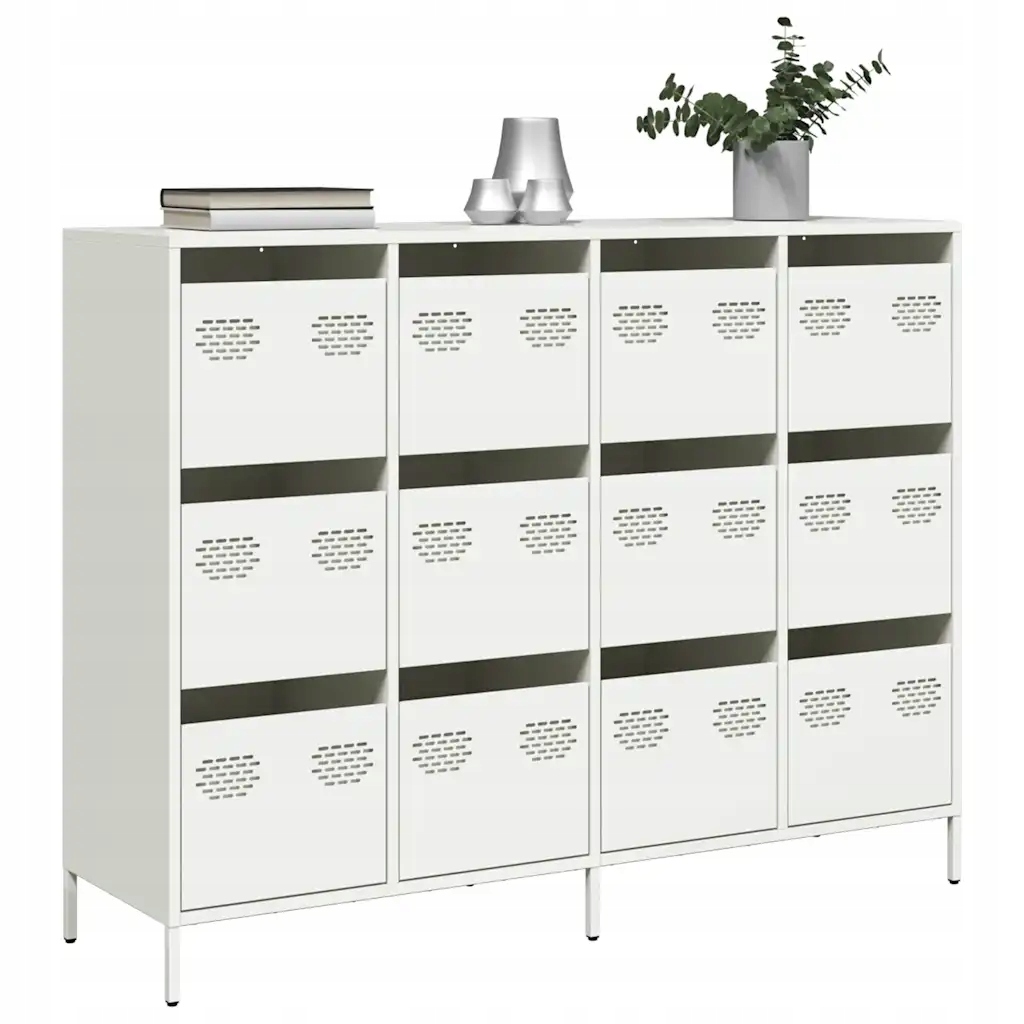 vidaXL Příborník bílý 135 x 39 x 103,5 cm ocel válcovaná za studena