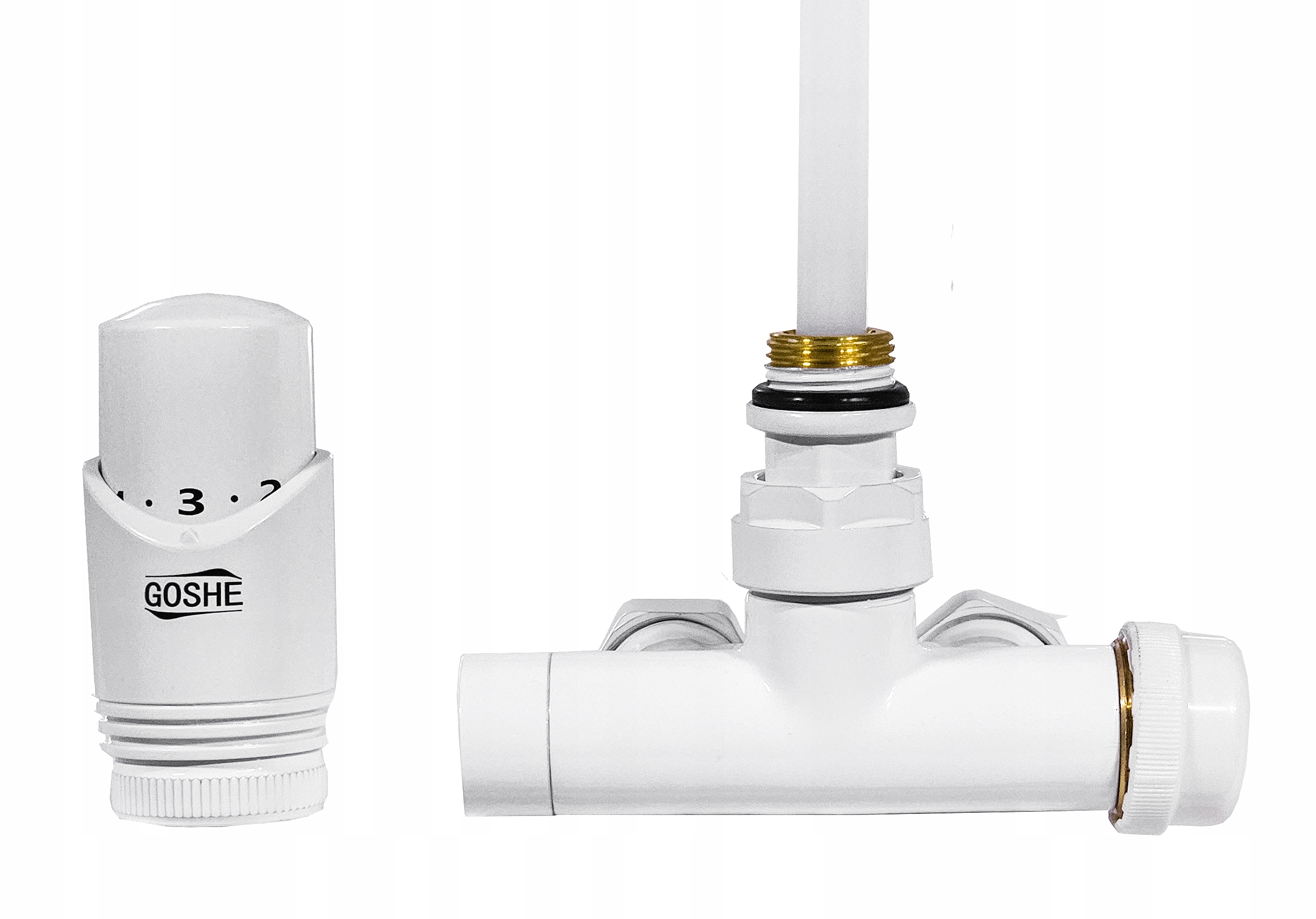 ZAWÓR TERMOSTATYCZNY ZESPOLONY 1-OTWOROWY BIAŁY DO GRZEJNKA ZESTAW NA PEX16 Kolor biały