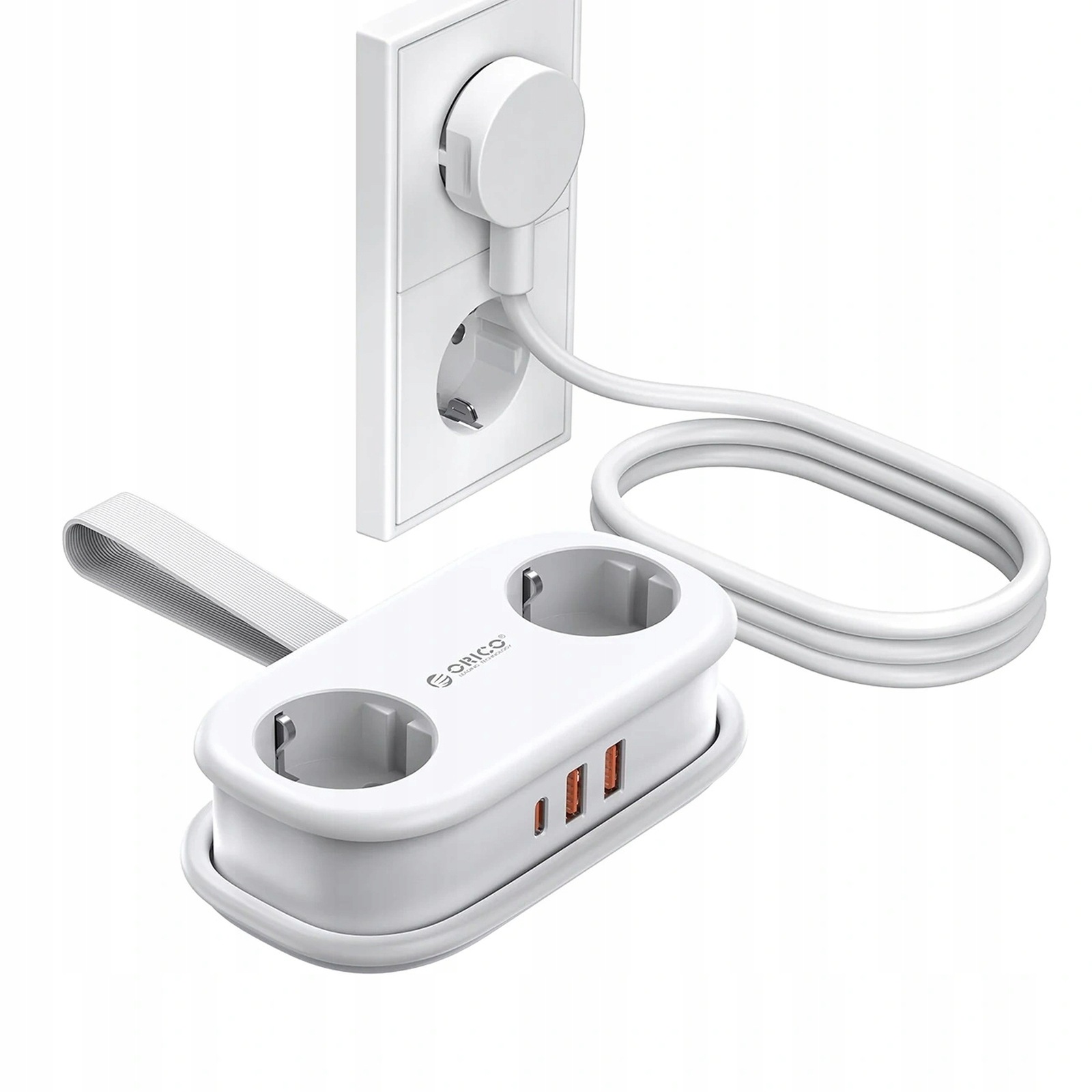 Zásuvková Lišta 5V1 Ac Usb-a Usb-c Gan 20W Bílá, Skládací, Cestovní