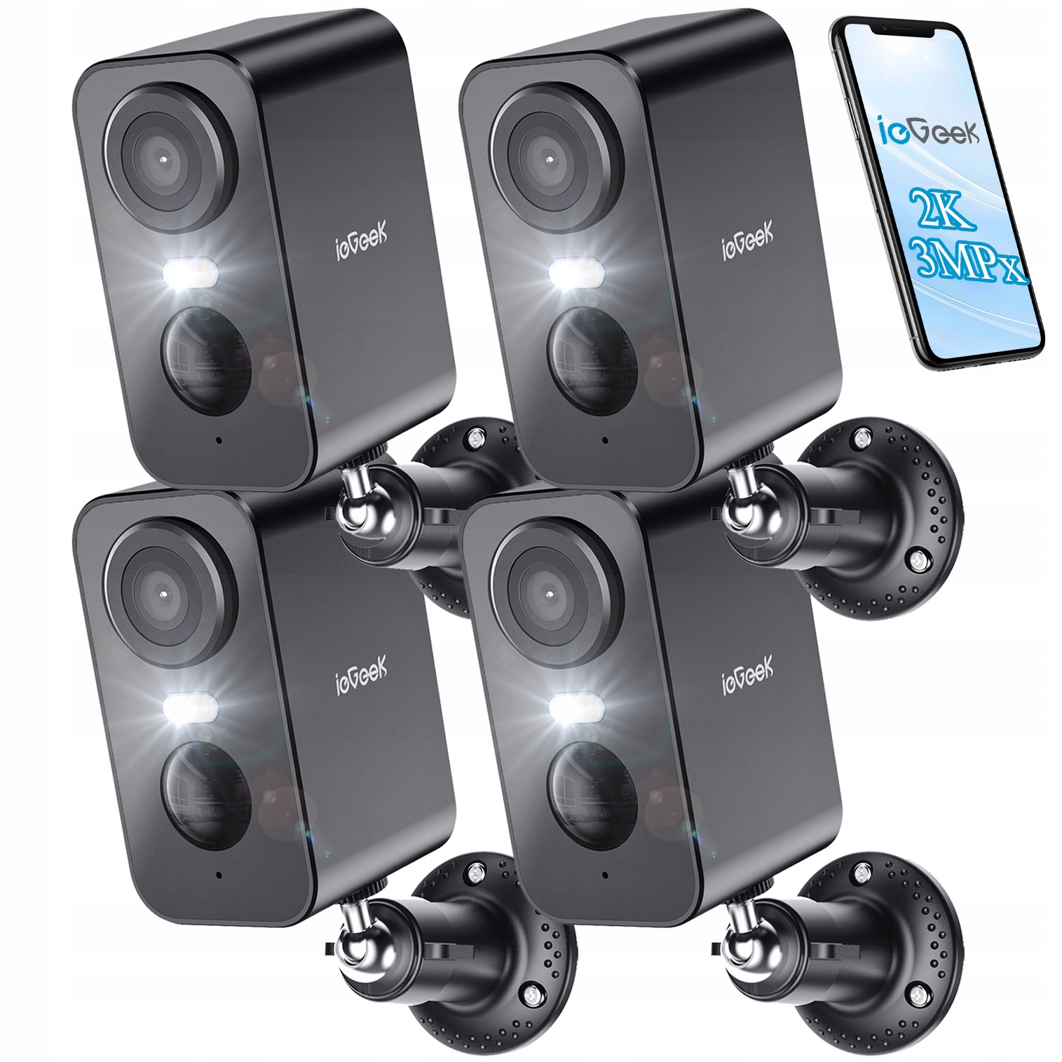 2K Kamera Na Baterie Bezdrátová Audio Ip Wifi 3MPx Oboustranné Audio X 4