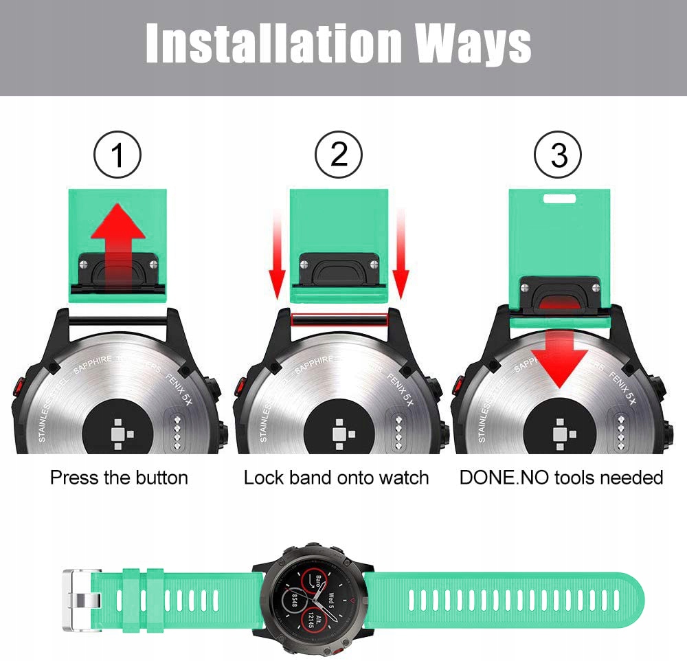 SELEDYNOWY Silikonowy Pasek Garmin FENIX 6X Quick Model Fenix 6X