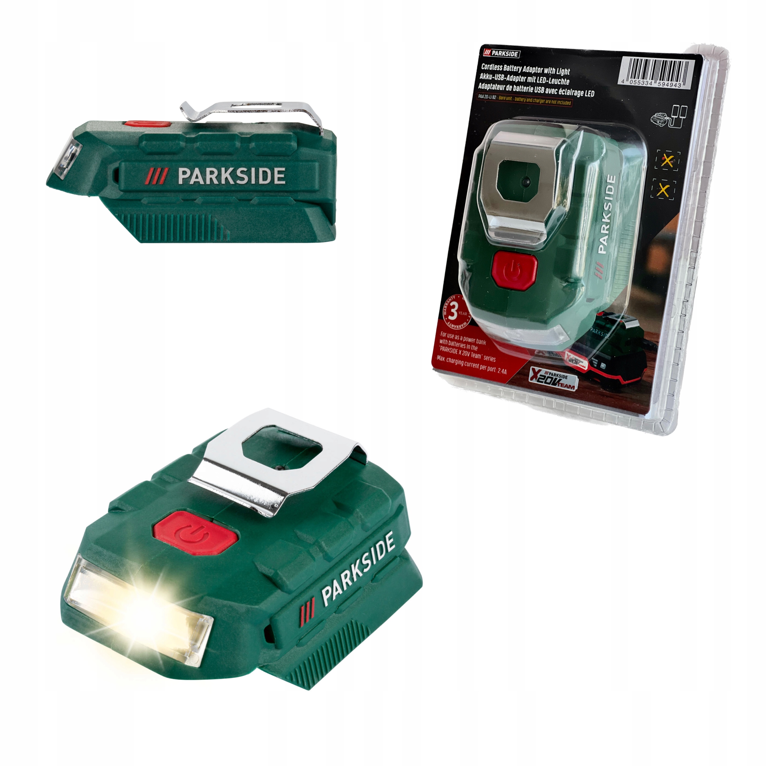 

Parkside Adapter Do Akumulatora 20 V Z Lampką Led