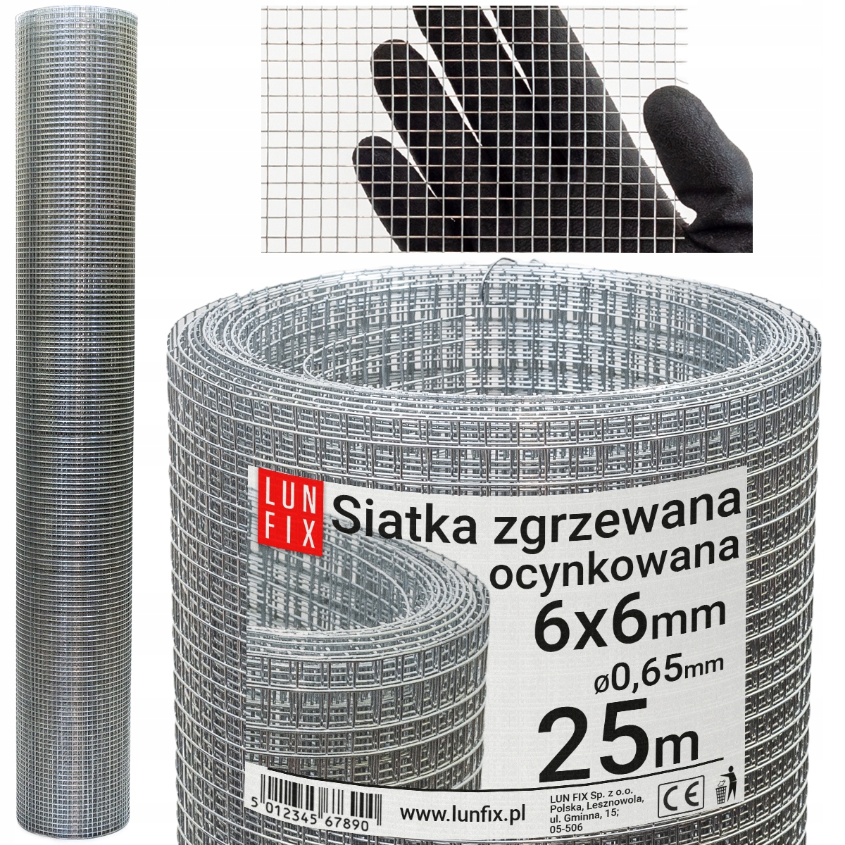 

Siatka hodowlana Zgrzewana ocynk 6x6 d/0,65, 25mb