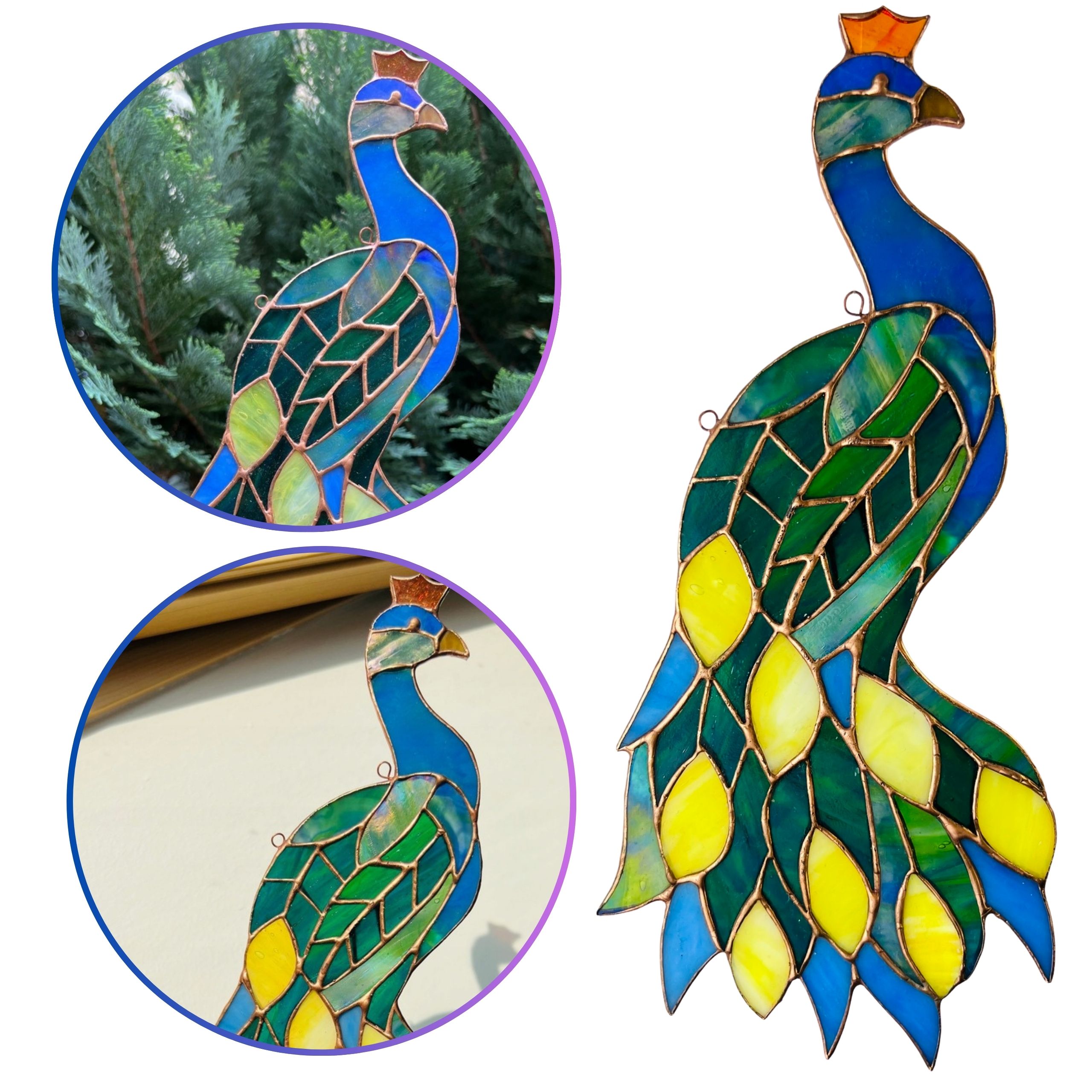 Paw pták dekorace Vitráž Dekorace do domu Přívěsek s pávem Vitráž páva