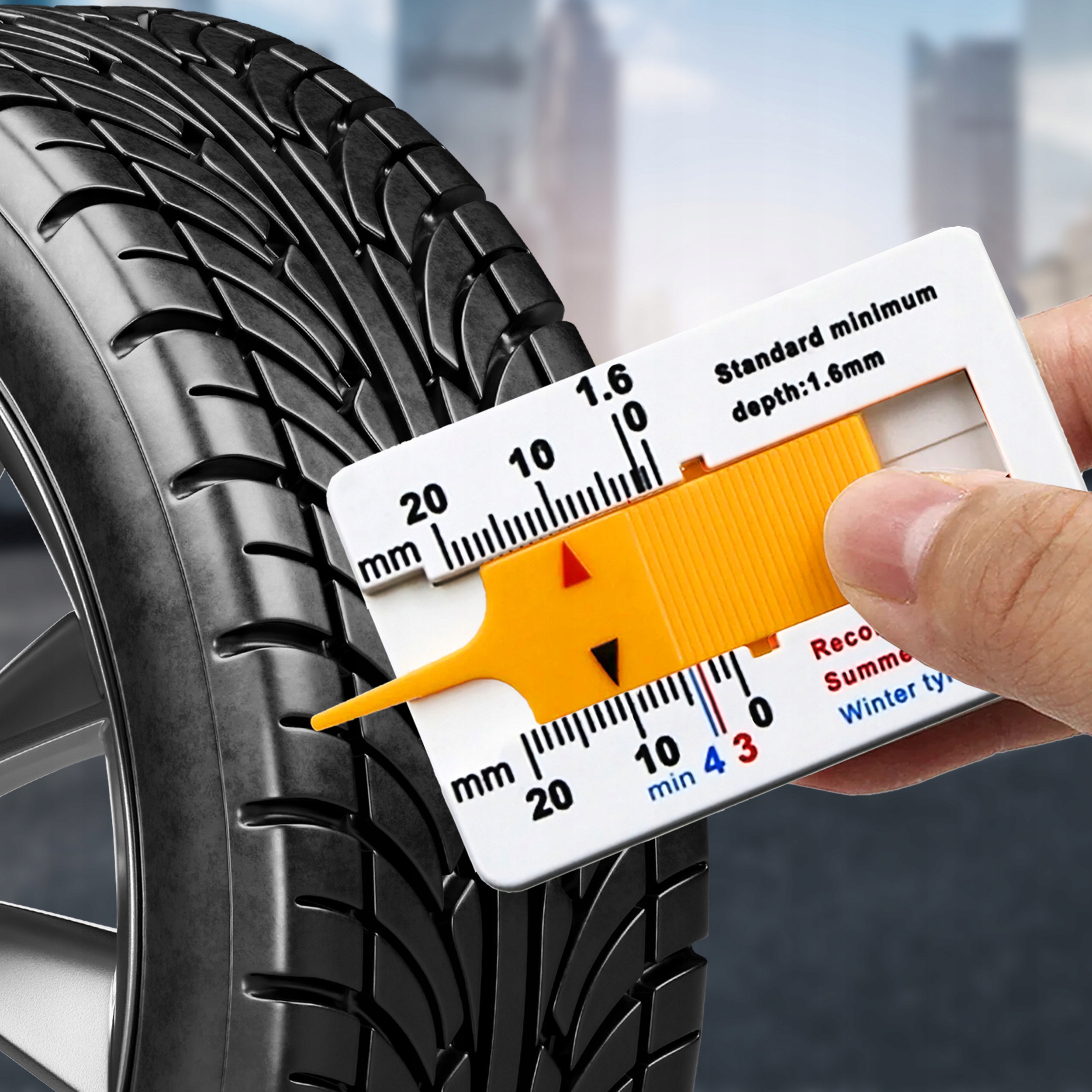 MIERNIK BIEŻNIKA miernik GŁĘBOKOŚCI WYSOKOŚCI bieżnika OPON tester miarka