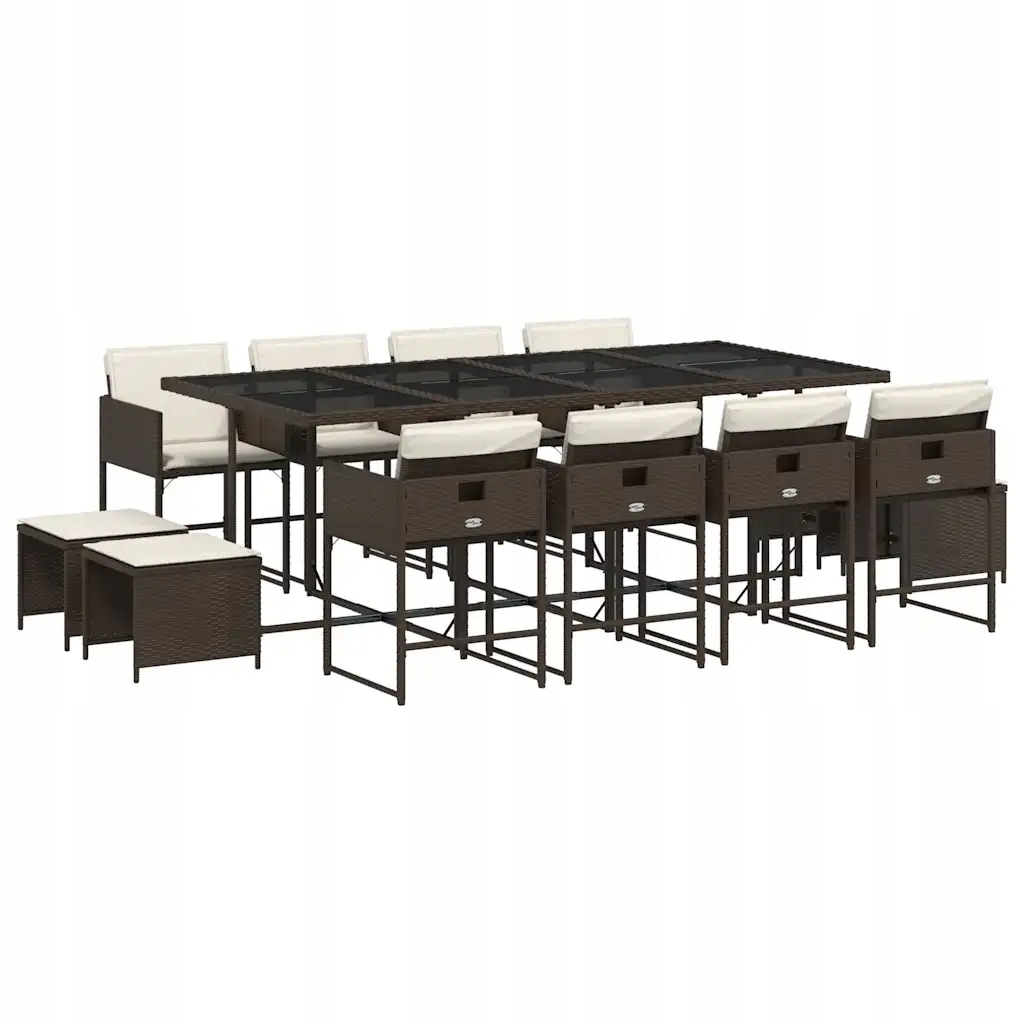 Set zahradního nábytku technorattan vidaXL hnědý 13 el.
