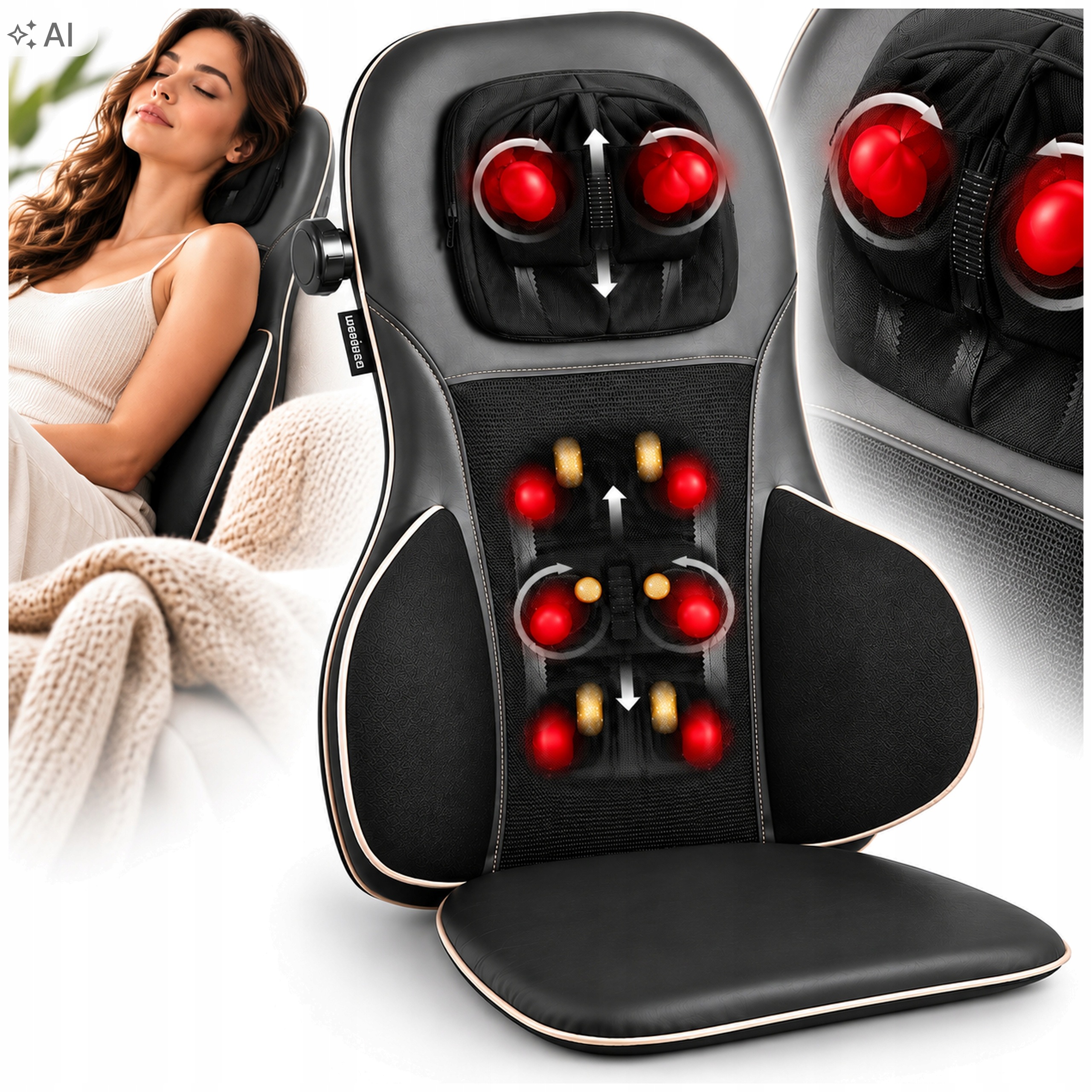 Mata Masująca Shiatsu Medisana MC 825 Czarna Plecy Kark Ciepło Podgrzewanie