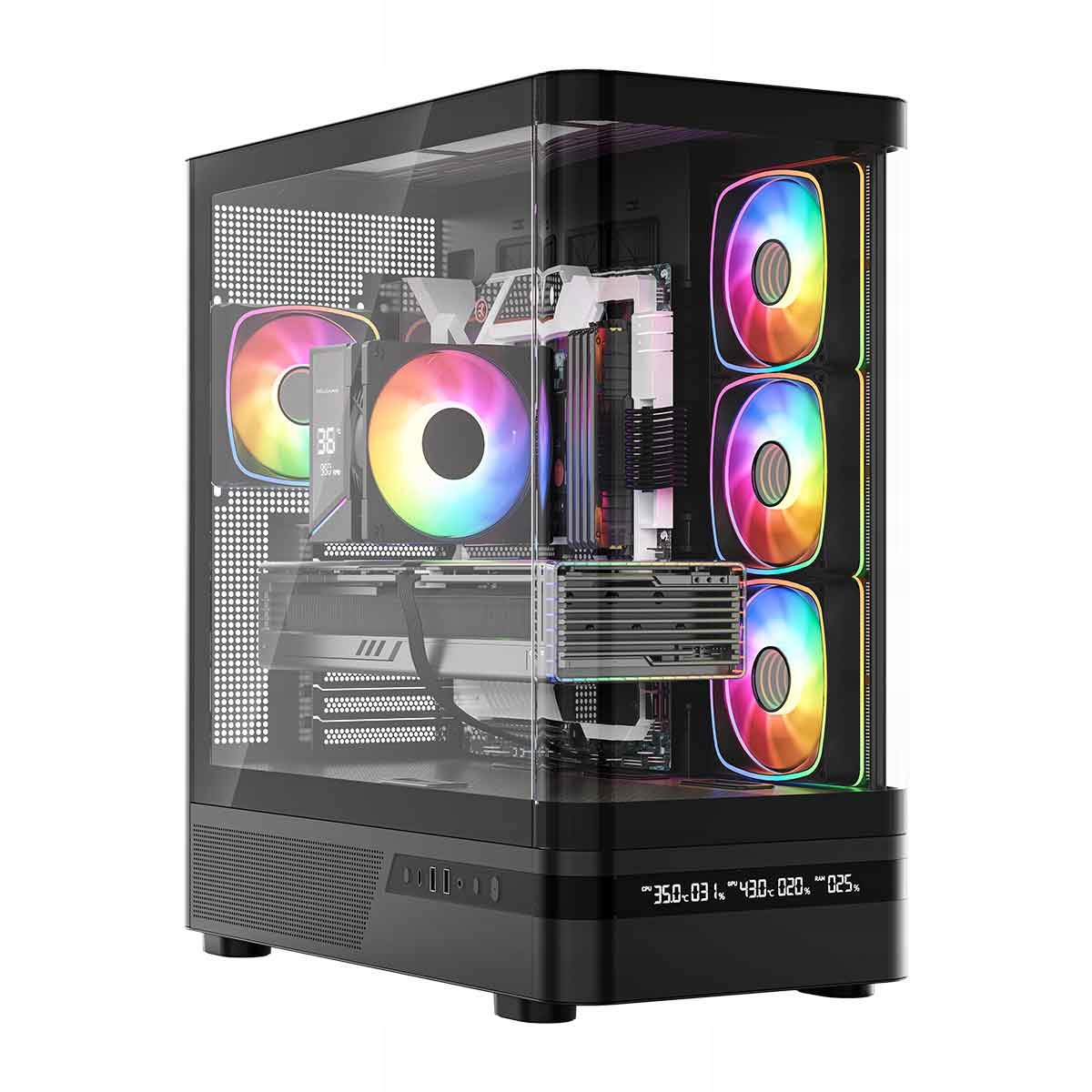 Herní počítačová skříň Modecom Volcano AQ200 Argb MIDI černá