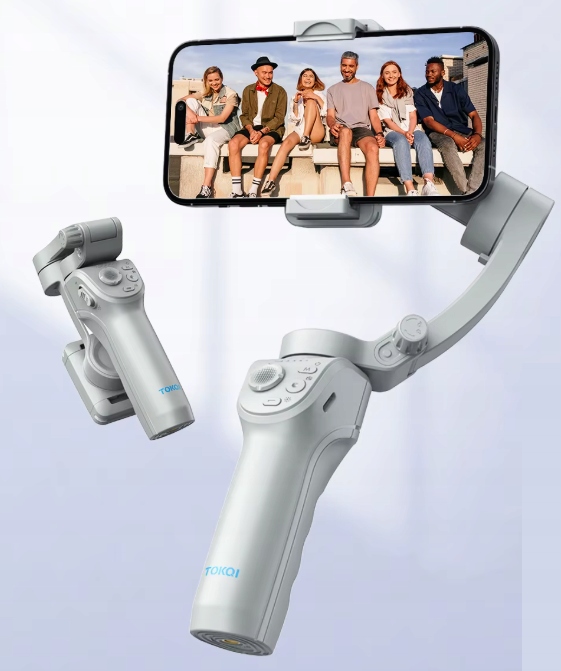 Gimbal stabilizator elektroniczny do smartfonów Tokqi-M01 lampka, szary