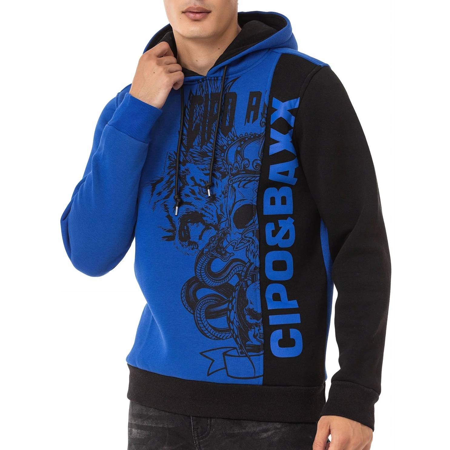 Teplá Mikina Pánská Cipo Baxx s kapucí Snake Skull