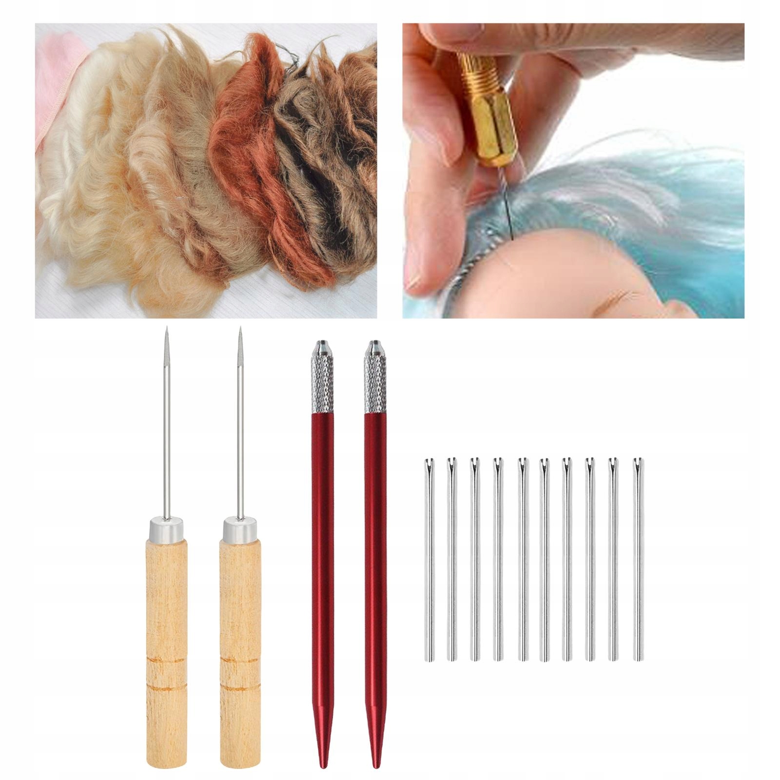 "Lalka Hair Rooting Reroot Rehair Tools, Doll Making 1x.8mm Needles" Marka bez marki