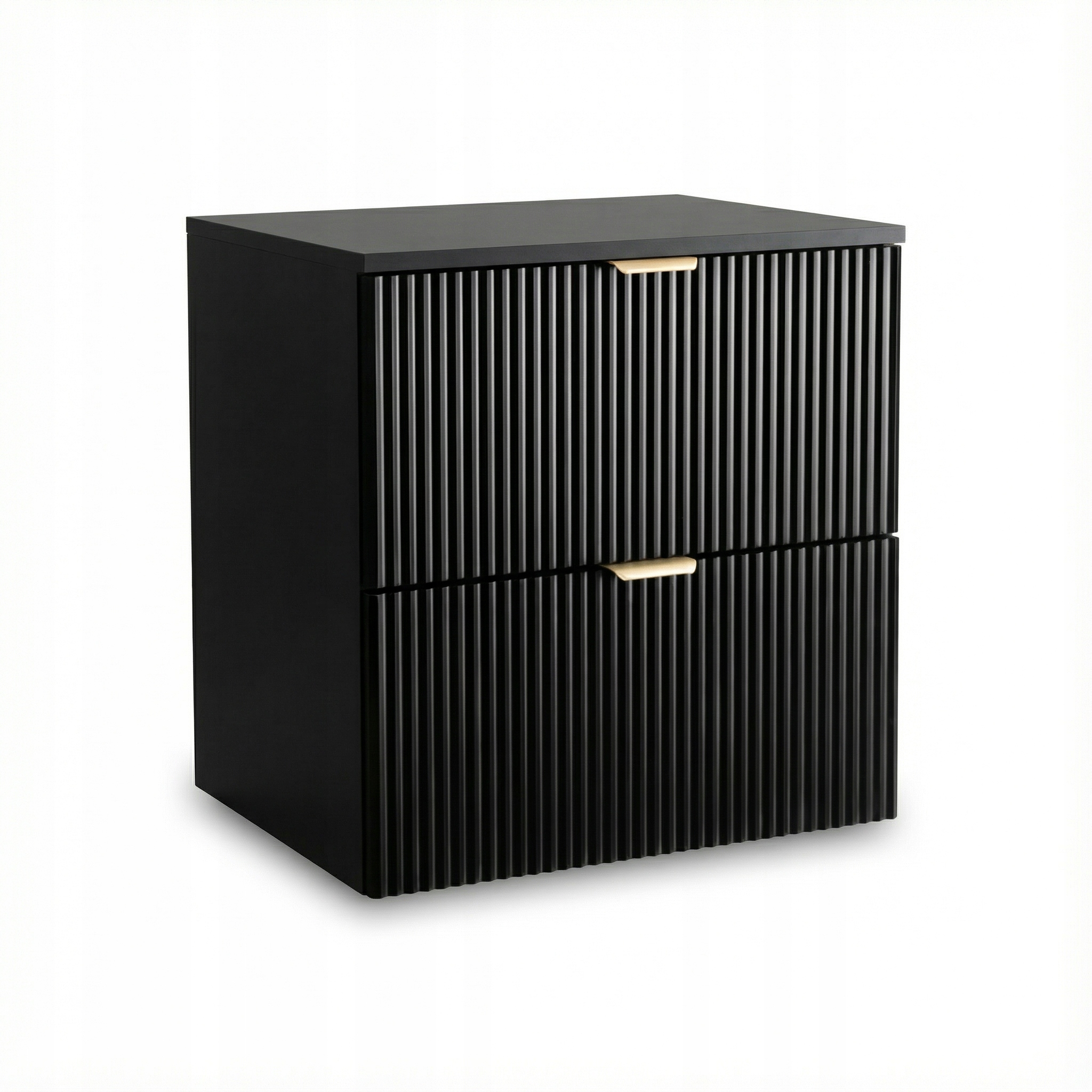 Skříňka pod umyvadlo 60 cm Černá 2 rýhované zásuvky Willy