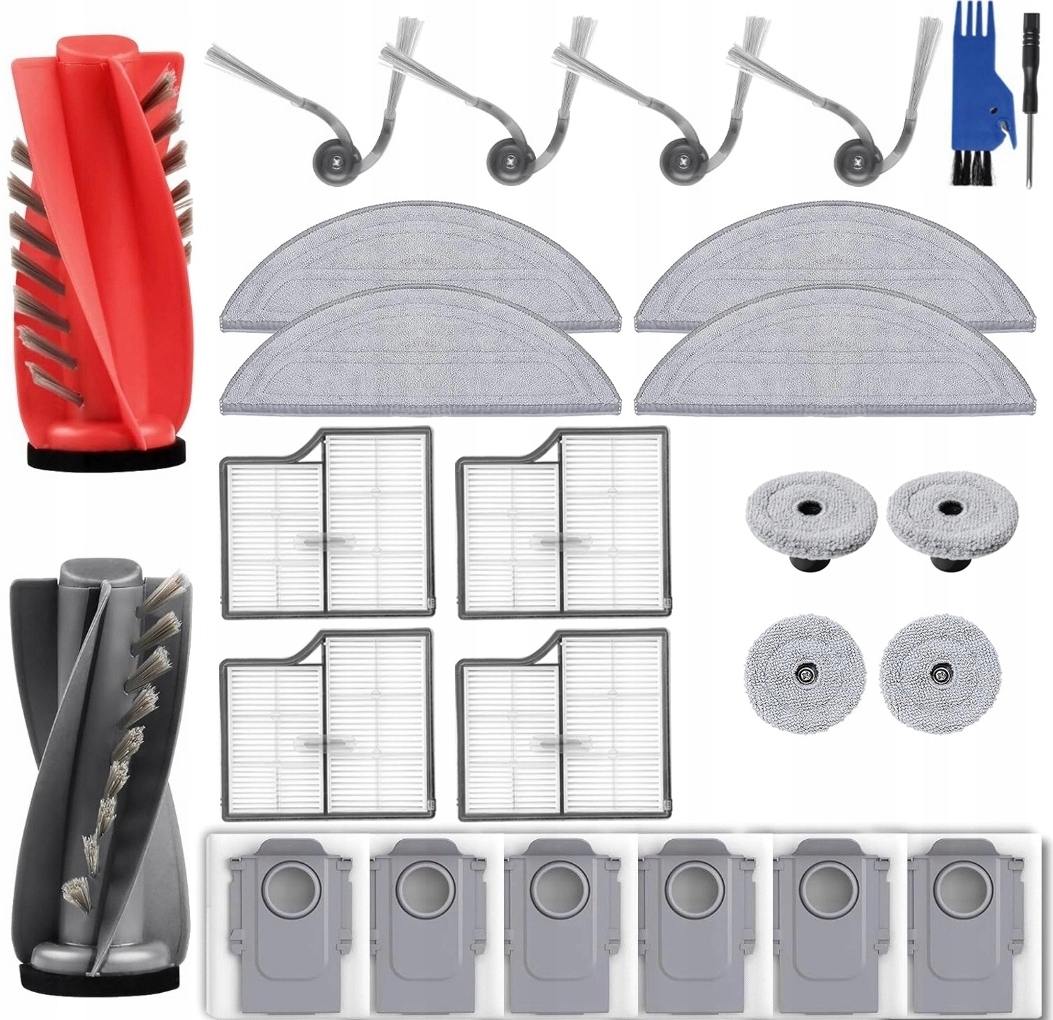 Duży zestaw akcesoriów do Roborock Saros 10 worki mopy filty szczotki