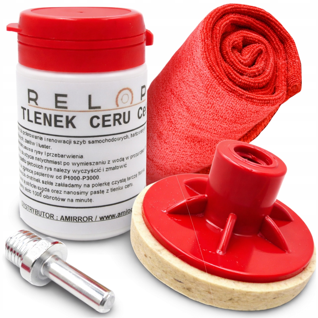 Zestaw Do Polerowanie Szyb Szkła Tlenek Ceru Filc