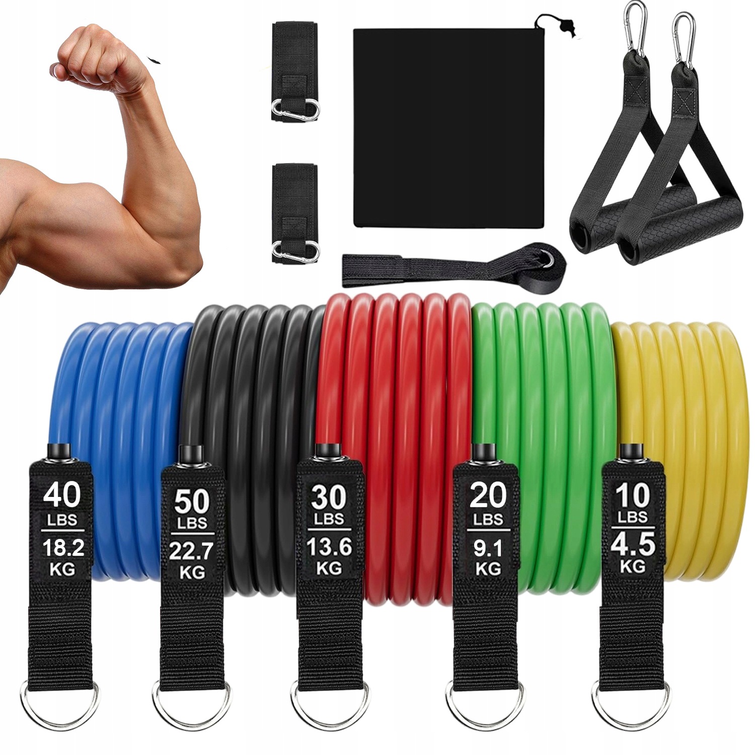 Taśmy Fitness 5 Poziomów Oporu Zestaw Do Jogi Pilates Podciągania Treningu