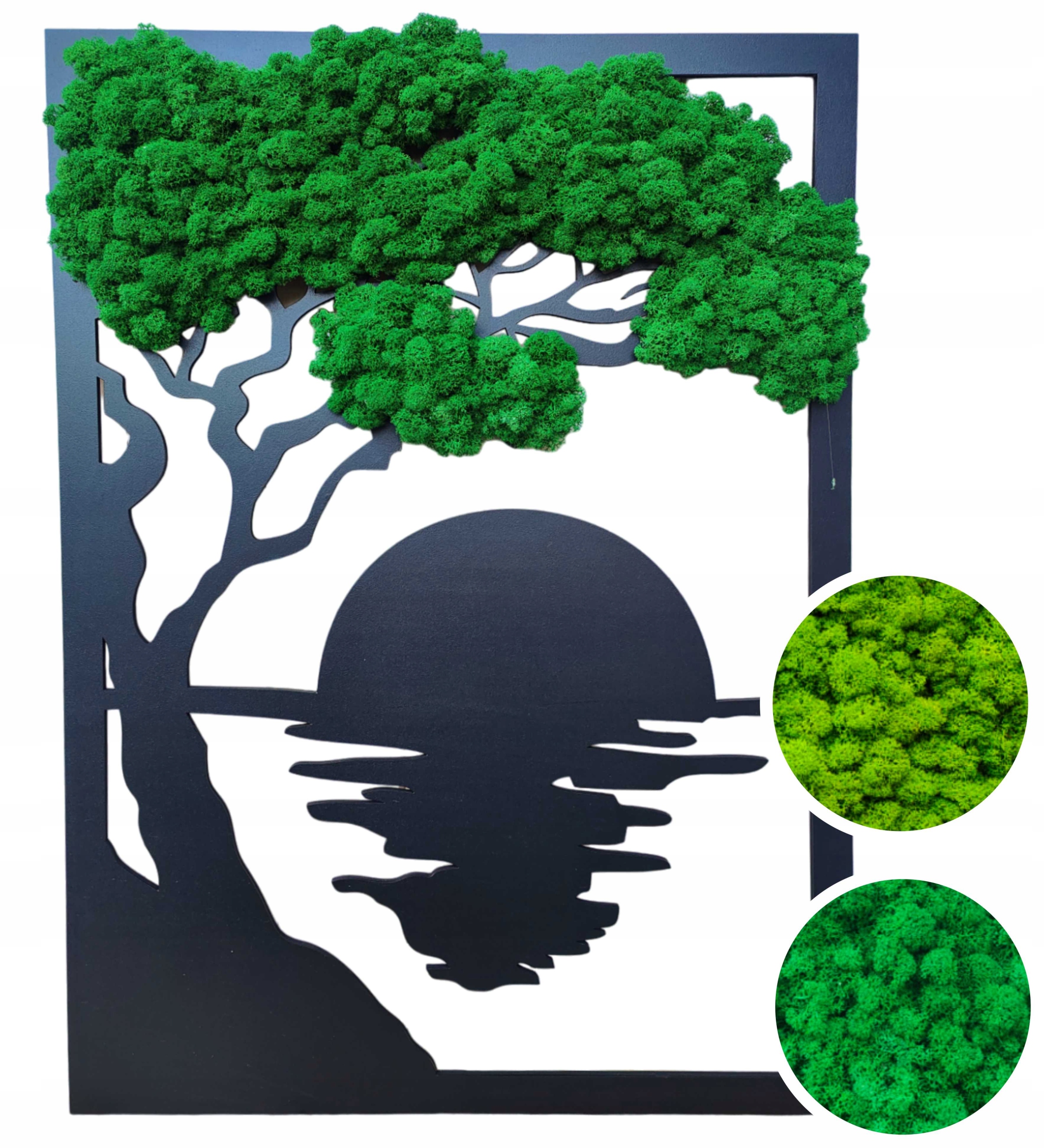 Obraz s Machom Chrobotkom 70 cm západ slnka Dekorácia S Machom Chrobotka 3D